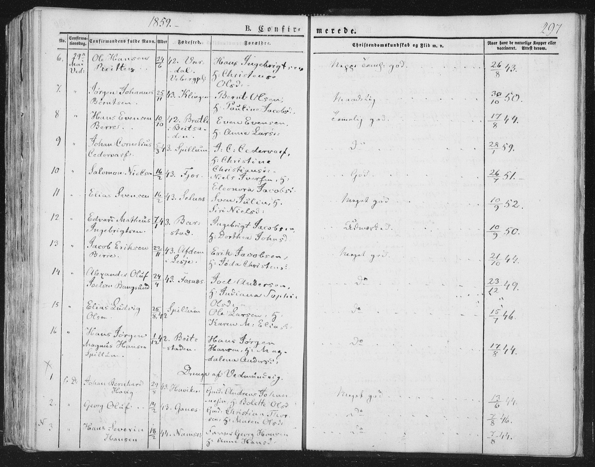 Ministerialprotokoller, klokkerbøker og fødselsregistre - Nord-Trøndelag, AV/SAT-A-1458/764/L0551: Parish register (official) no. 764A07a, 1824-1864, p. 297