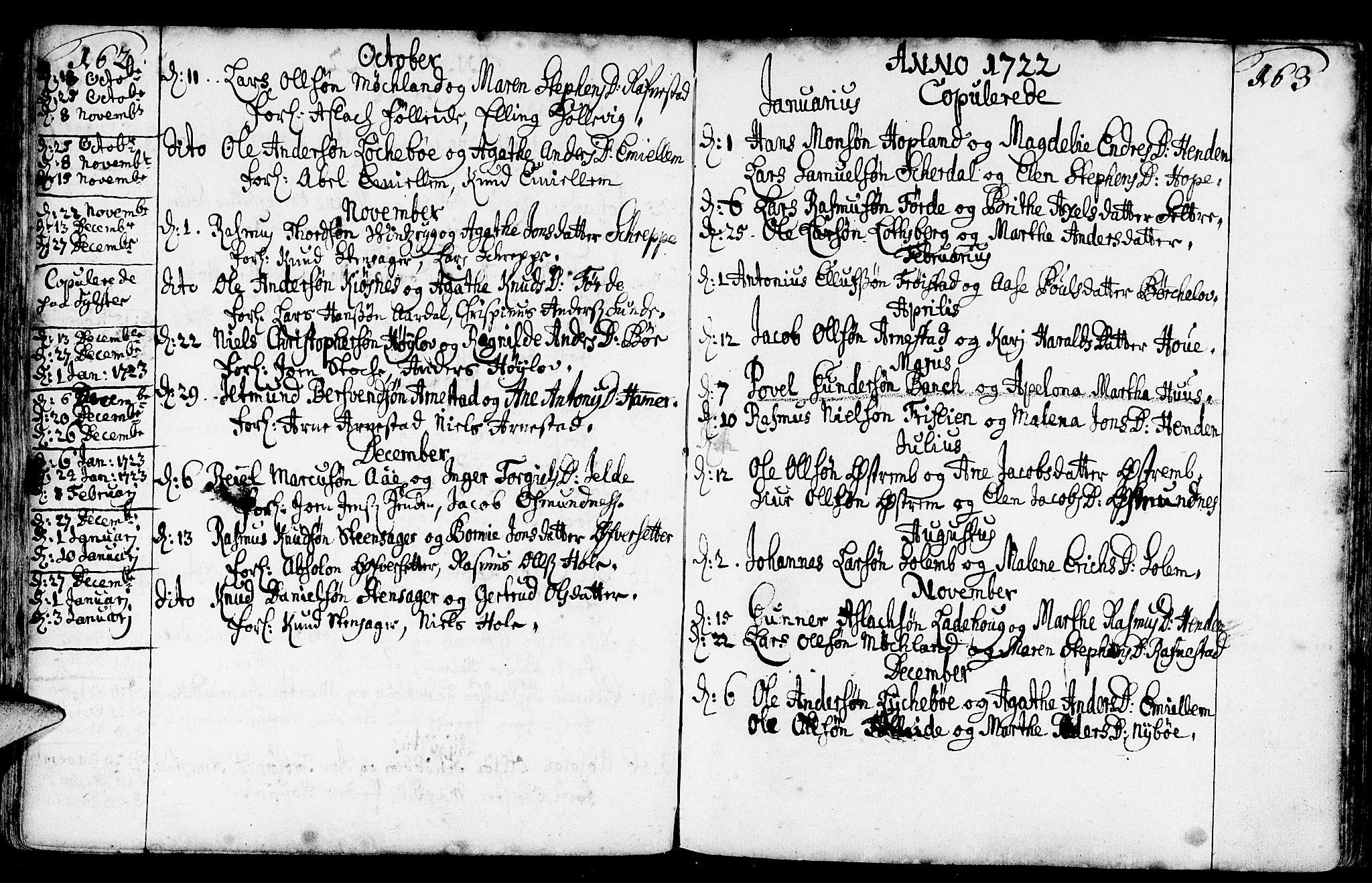 Gloppen sokneprestembete, SAB/A-80101/H/Haa/Haaa/L0002: Parish register (official) no. A 2, 1712-1735, p. 162-163