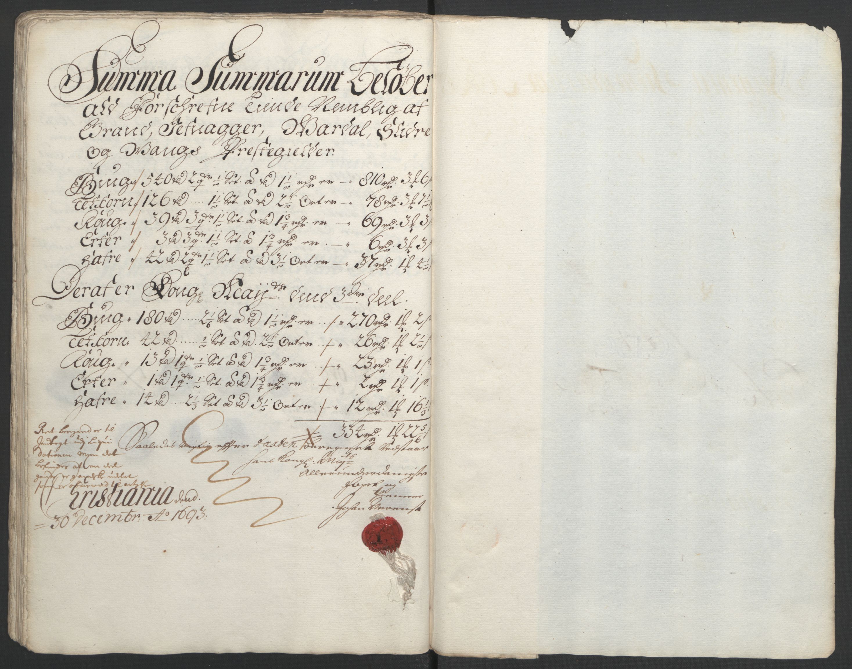 Rentekammeret inntil 1814, Reviderte regnskaper, Fogderegnskap, AV/RA-EA-4092/R18/L1292: Fogderegnskap Hadeland, Toten og Valdres, 1693-1694, p. 56