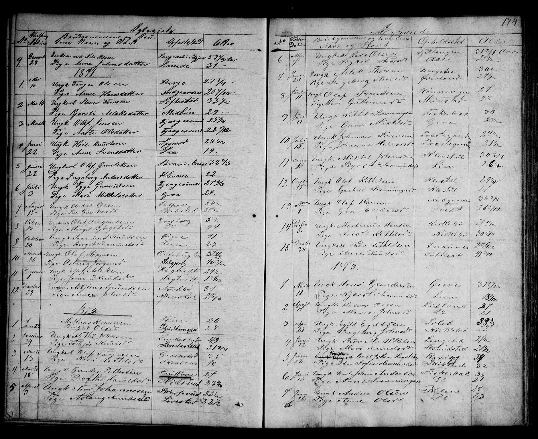 Kviteseid kirkebøker, SAKO/A-276/G/Ga/L0001: Parish register (copy) no. I 1, 1850-1893, p. 174