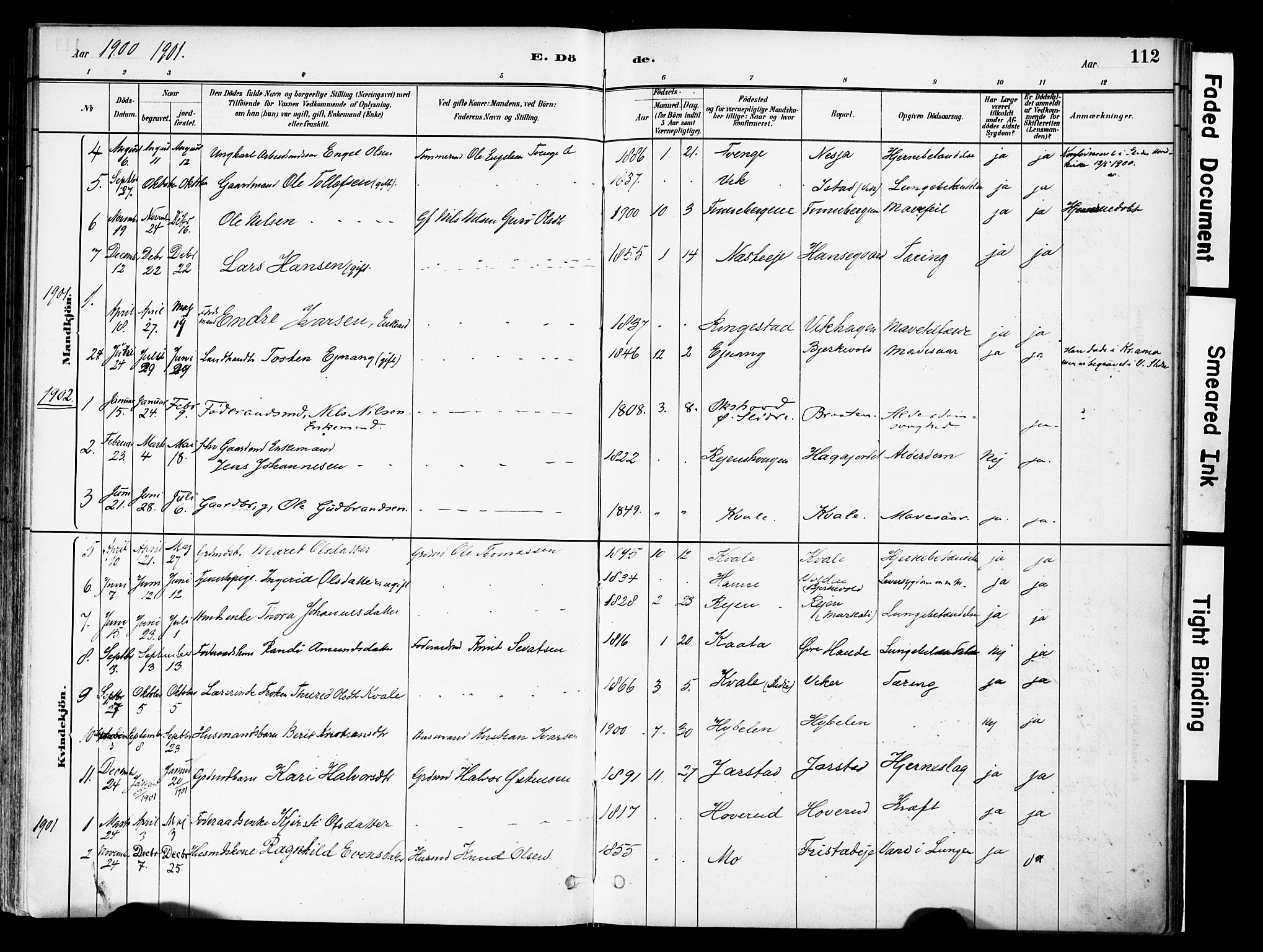 Vestre Slidre prestekontor, SAH/PREST-136/H/Ha/Haa/L0004: Parish register (official) no. 4, 1881-1911, p. 112