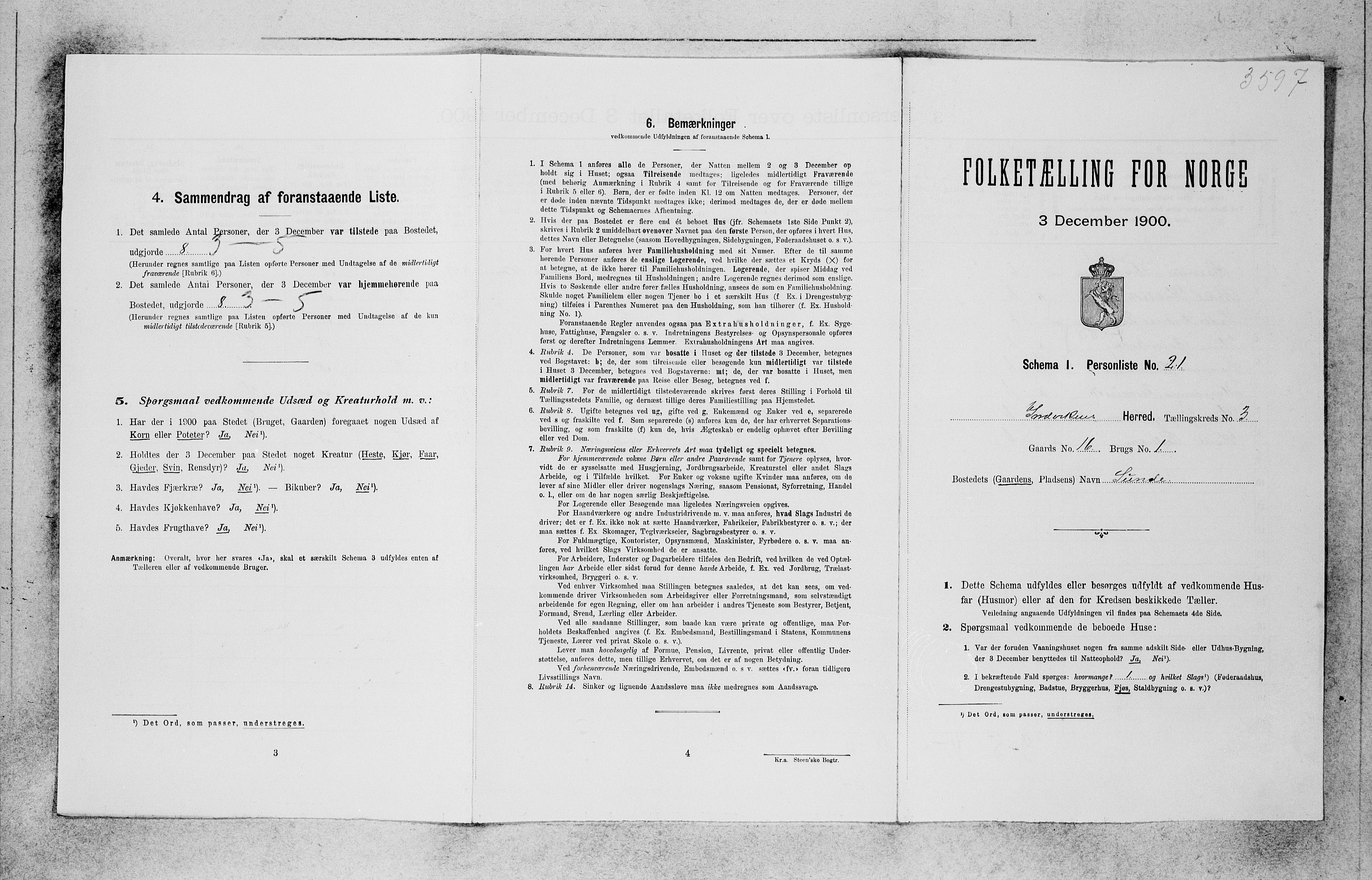 SAB, 1900 census for Innvik, 1900, p. 319