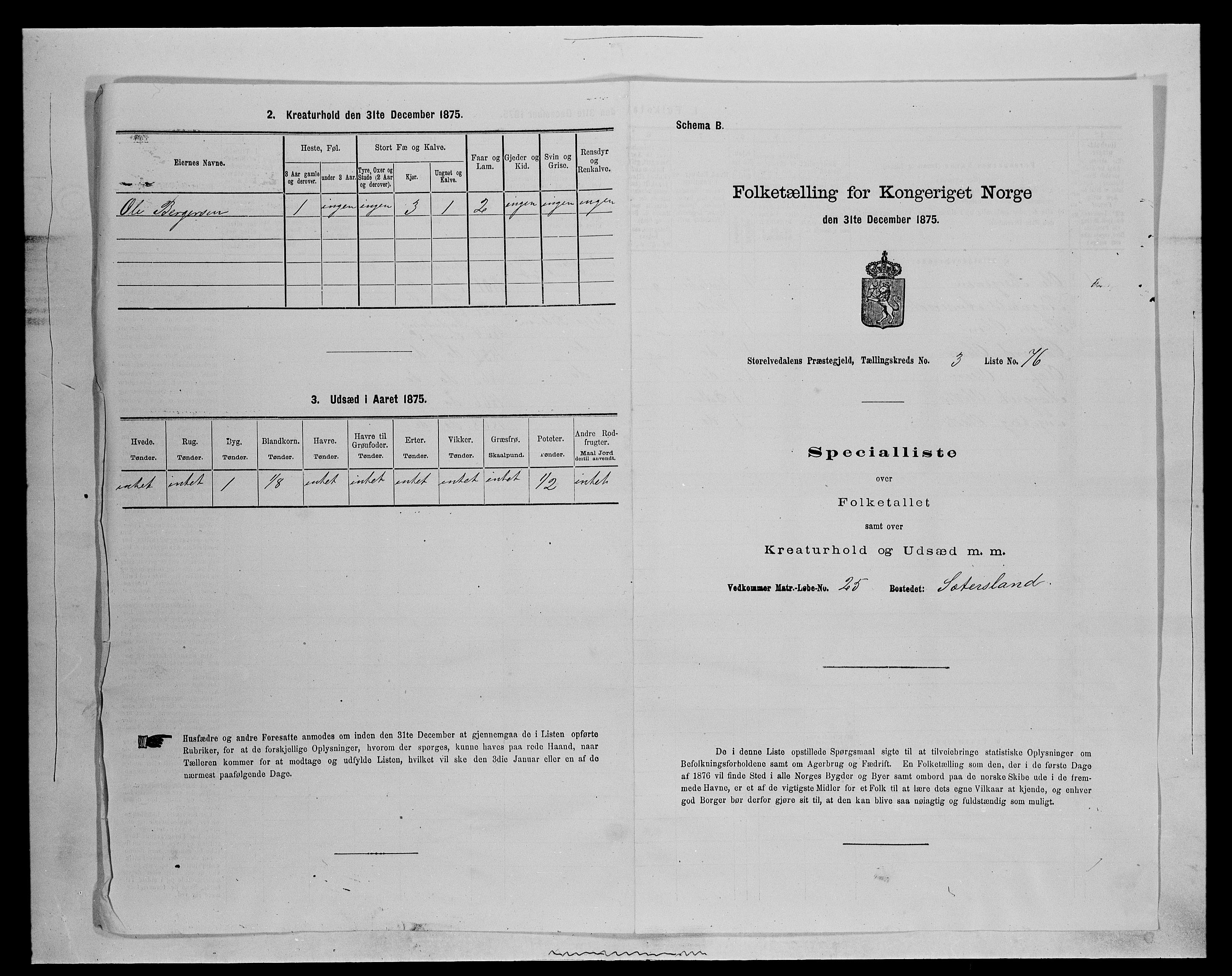 SAH, 1875 census for 0430P Stor-Elvdal, 1875, p. 383