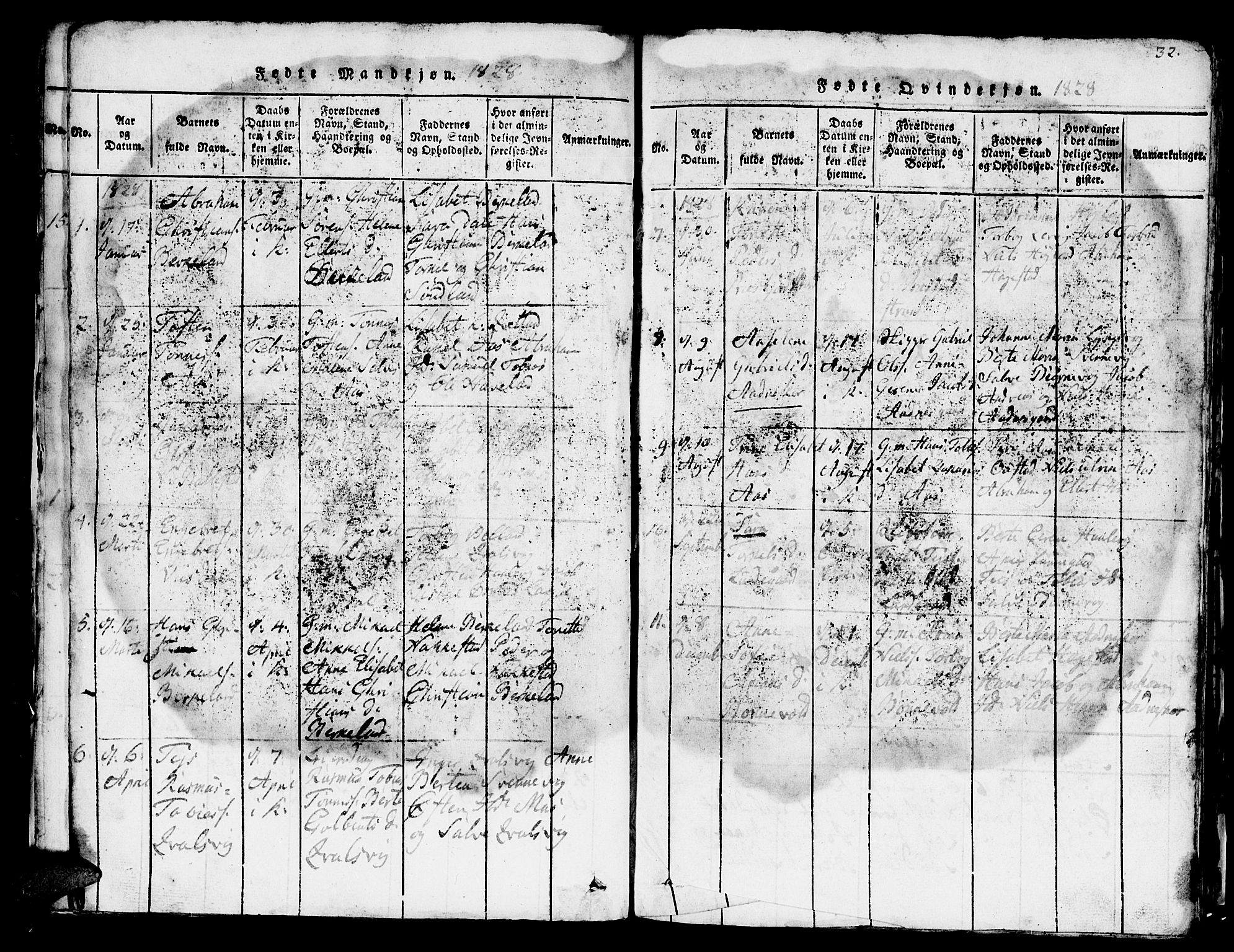 Lyngdal sokneprestkontor, AV/SAK-1111-0029/F/Fb/Fba/L0001: Parish register (copy) no. B 1, 1816-1876, p. 32