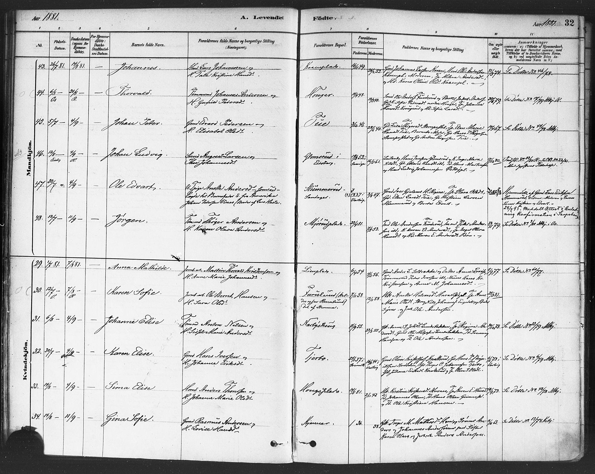 Rakkestad prestekontor Kirkebøker, AV/SAO-A-2008/F/Fa/L0012: Parish register (official) no. I 12, 1878-1893, p. 32