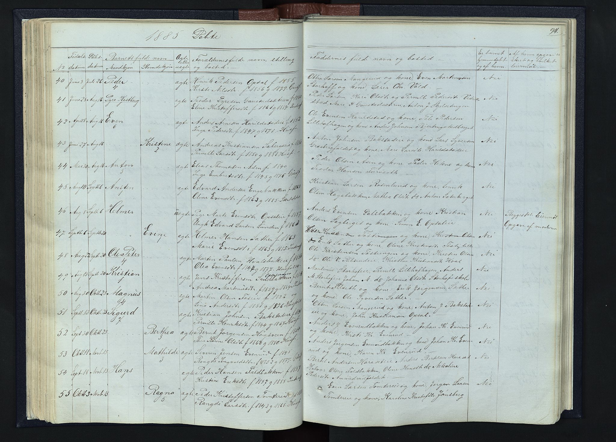 Romedal prestekontor, SAH/PREST-004/L/L0010: Parish register (copy) no. 10, 1860-1895, p. 94
