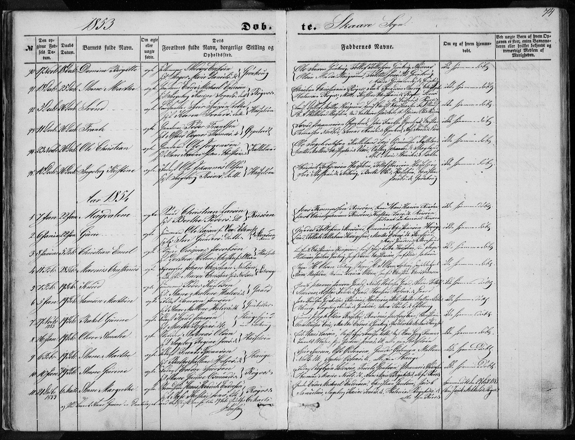 Torvastad sokneprestkontor, AV/SAST-A -101857/H/Ha/Haa/L0009: Parish register (official) no. A 9, 1847-1856, p. 74