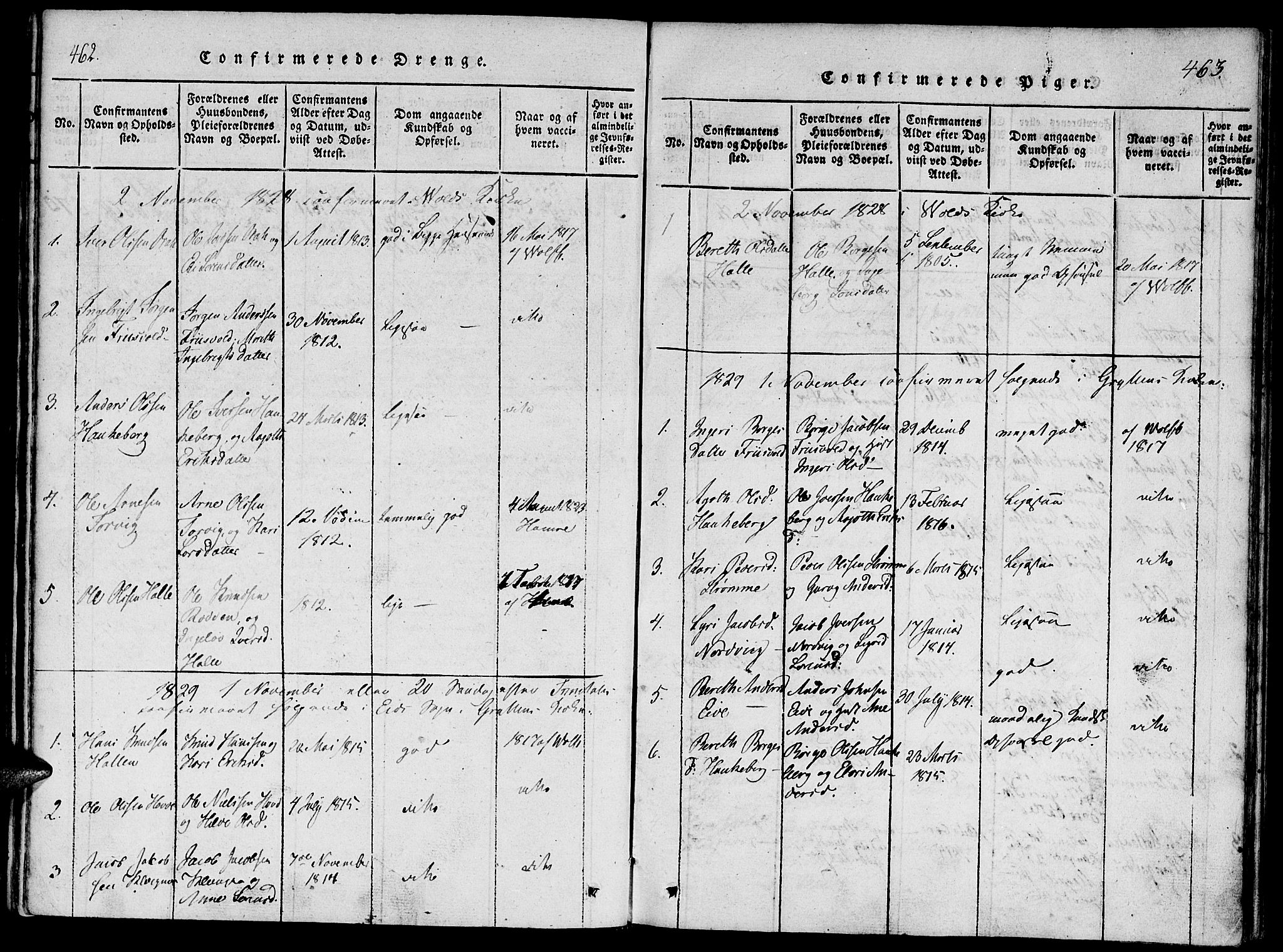 Ministerialprotokoller, klokkerbøker og fødselsregistre - Møre og Romsdal, SAT/A-1454/542/L0551: Parish register (official) no. 542A01, 1818-1853, p. 462-463