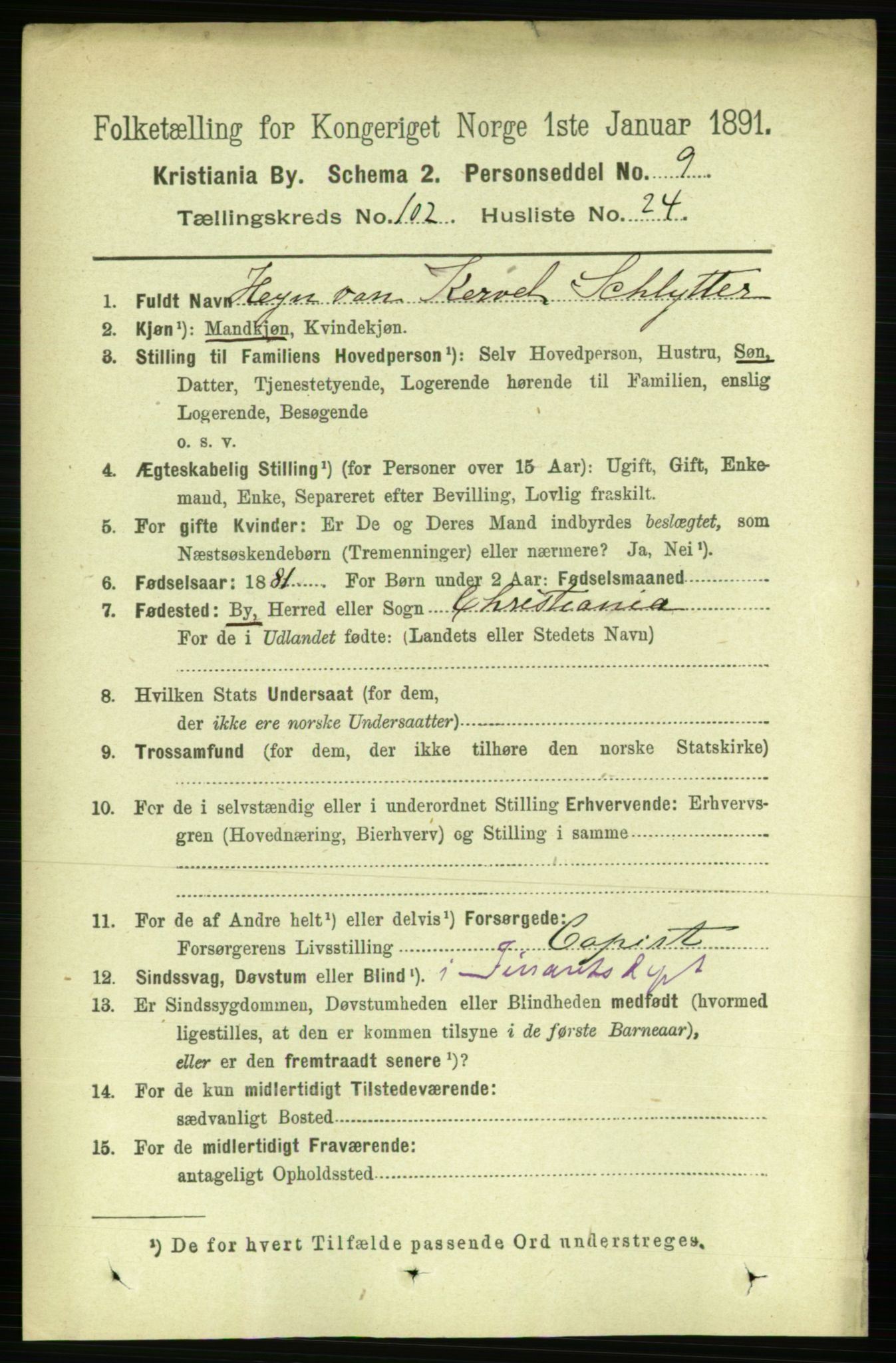 RA, 1891 census for 0301 Kristiania, 1891, p. 51022