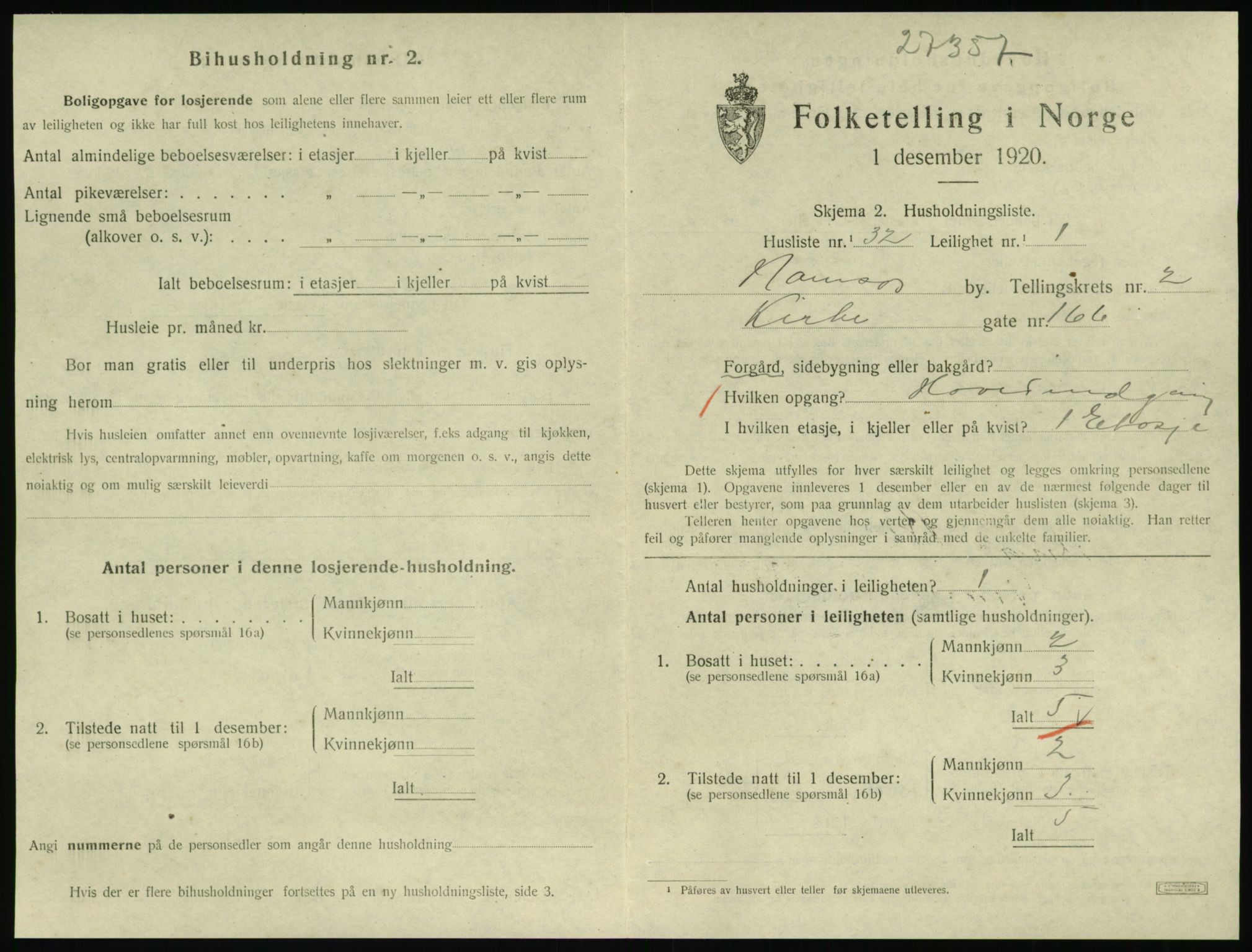 SAT, 1920 census for Namsos, 1920, p. 1075
