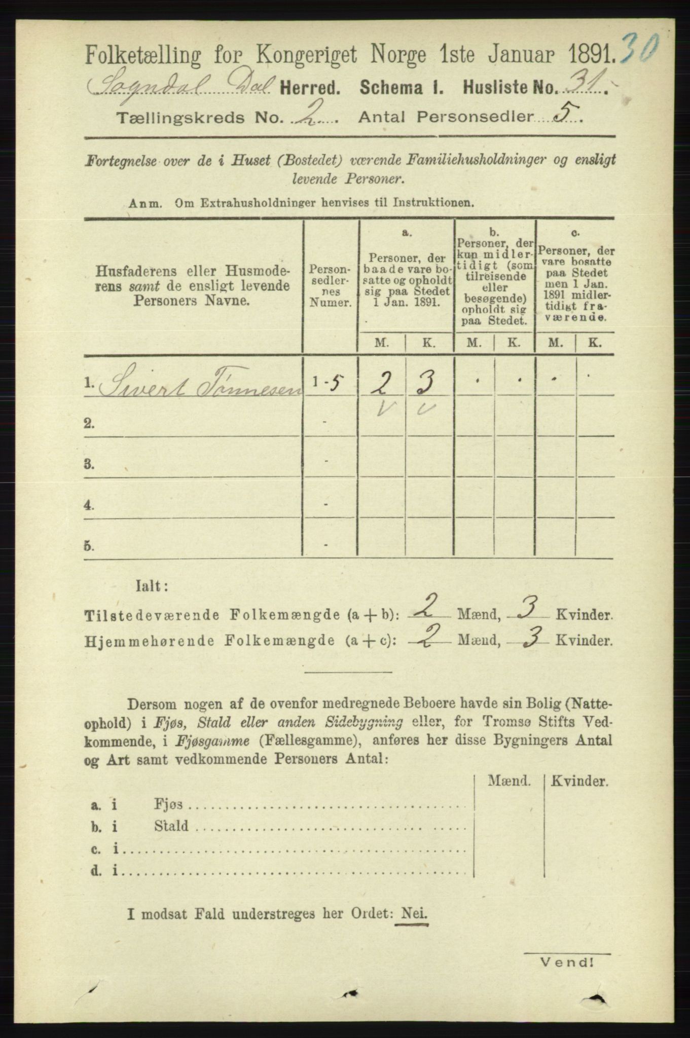 RA, 1891 census for 1111 Sokndal, 1891, p. 461