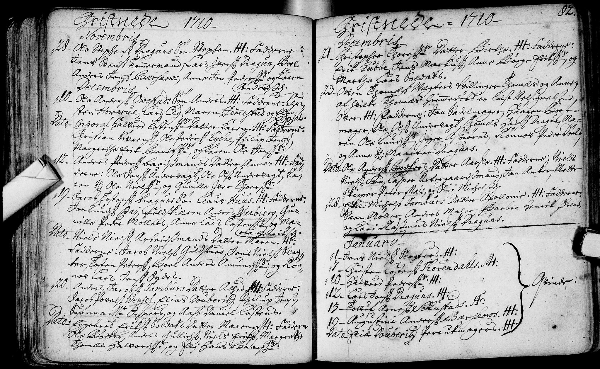 Bragernes kirkebøker, SAKO/A-6/F/Fa/L0003: Parish register (official) no. I 3, 1706-1734, p. 82