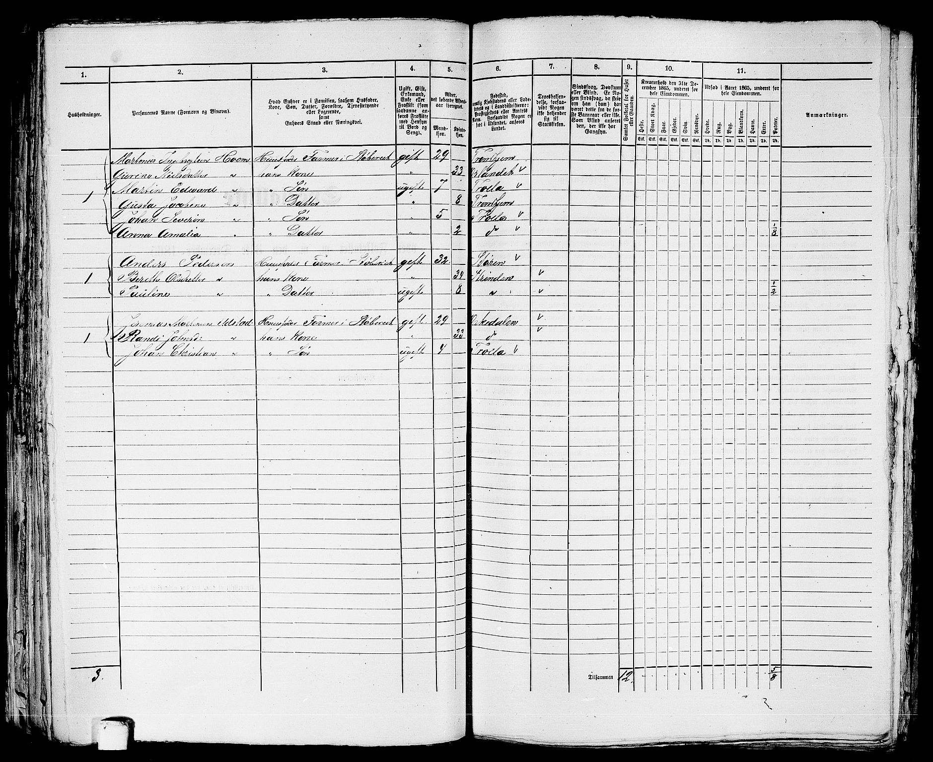 RA, 1865 census for Trondheim, 1865, p. 2208