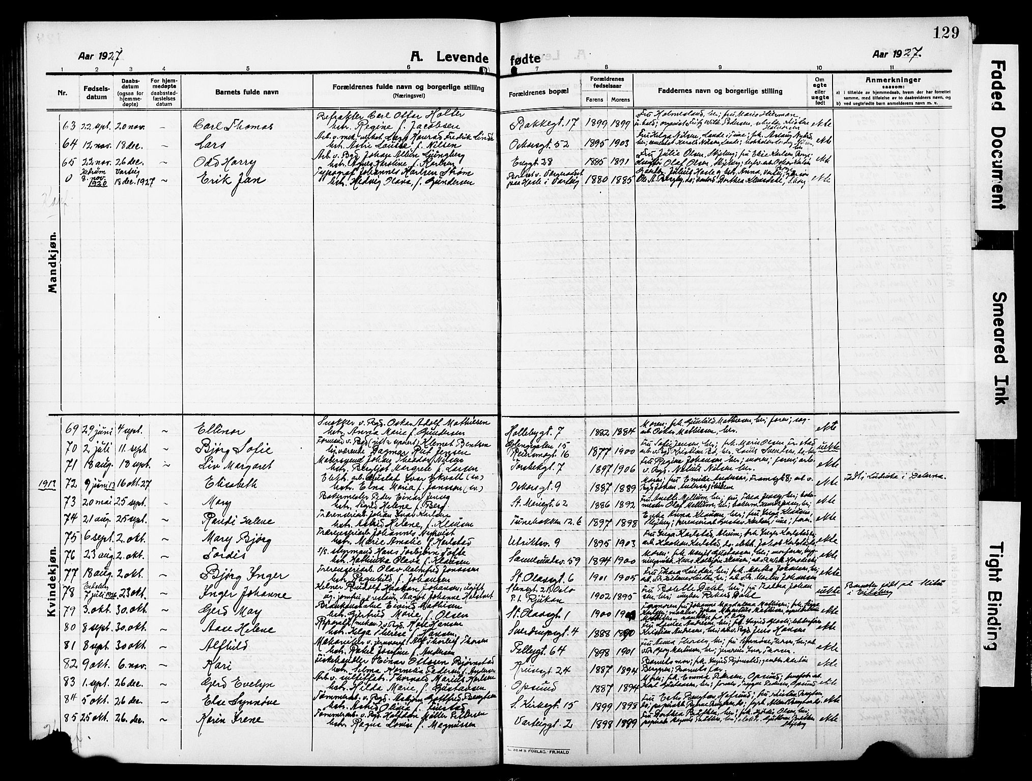 Sarpsborg prestekontor Kirkebøker, AV/SAO-A-2006/G/Ga/L0002: Parish register (copy) no. 2, 1912-1931, p. 129