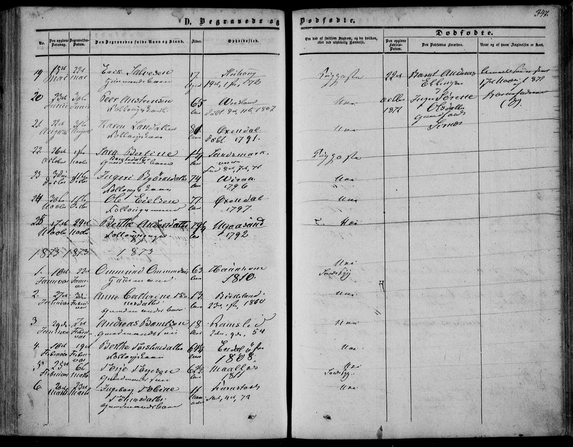 Bakke sokneprestkontor, SAK/1111-0002/F/Fa/Faa/L0006: Parish register (official) no. A 6, 1855-1877, p. 347