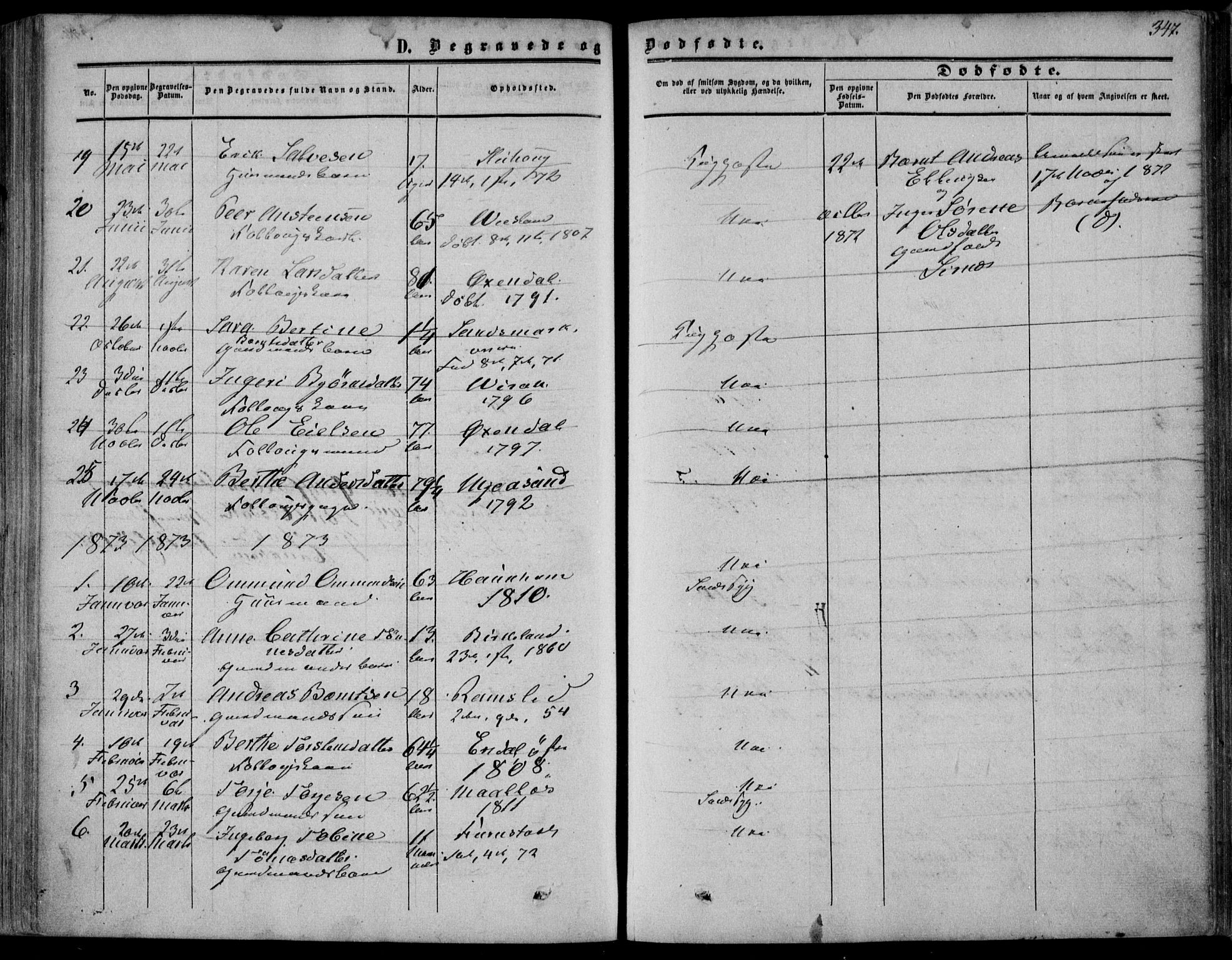 Bakke sokneprestkontor, AV/SAK-1111-0002/F/Fa/Faa/L0006: Parish register (official) no. A 6, 1855-1877, p. 347