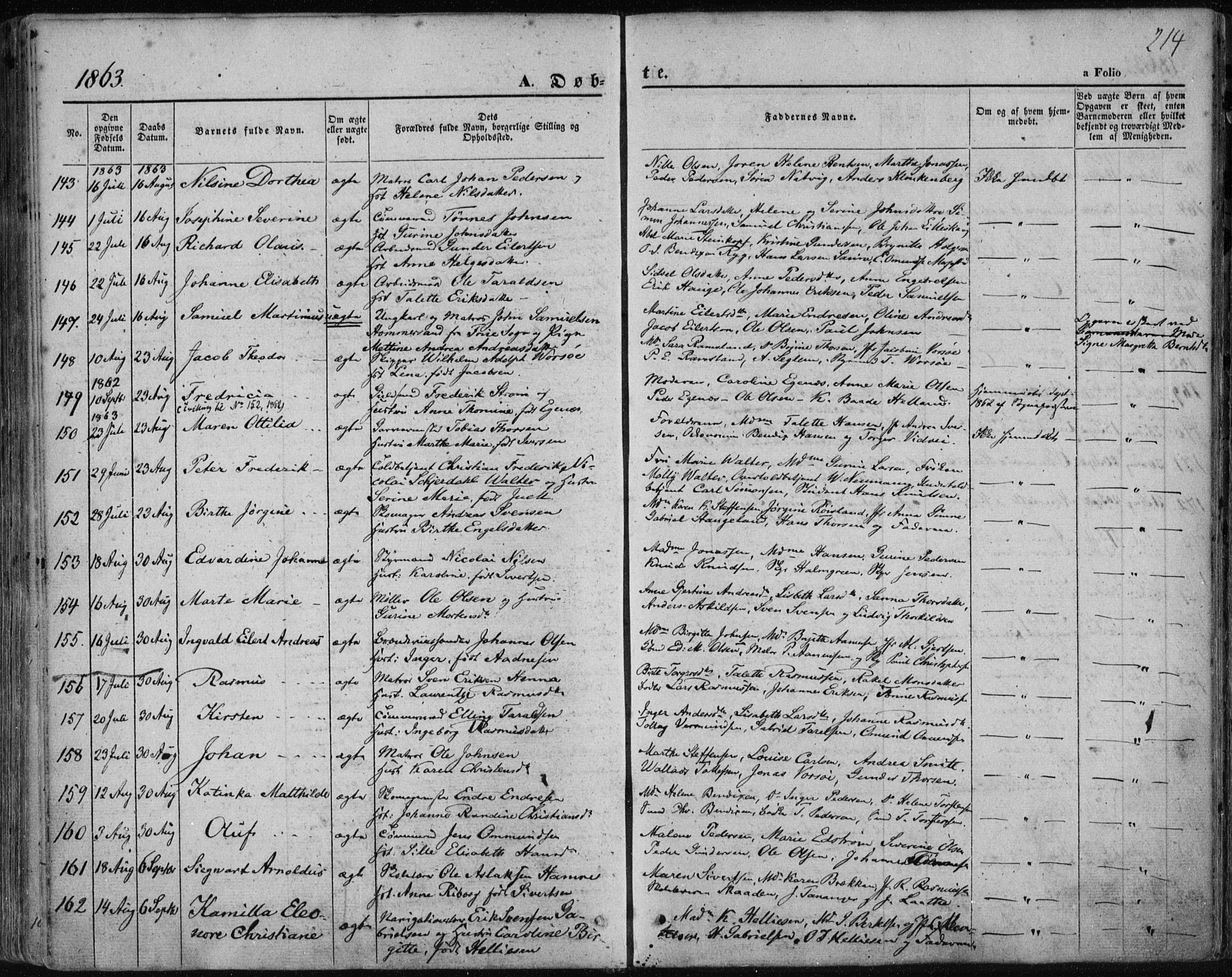 Domkirken sokneprestkontor, SAST/A-101812/001/30/30BA/L0017: Parish register (official) no. A 16, 1855-1867, p. 214
