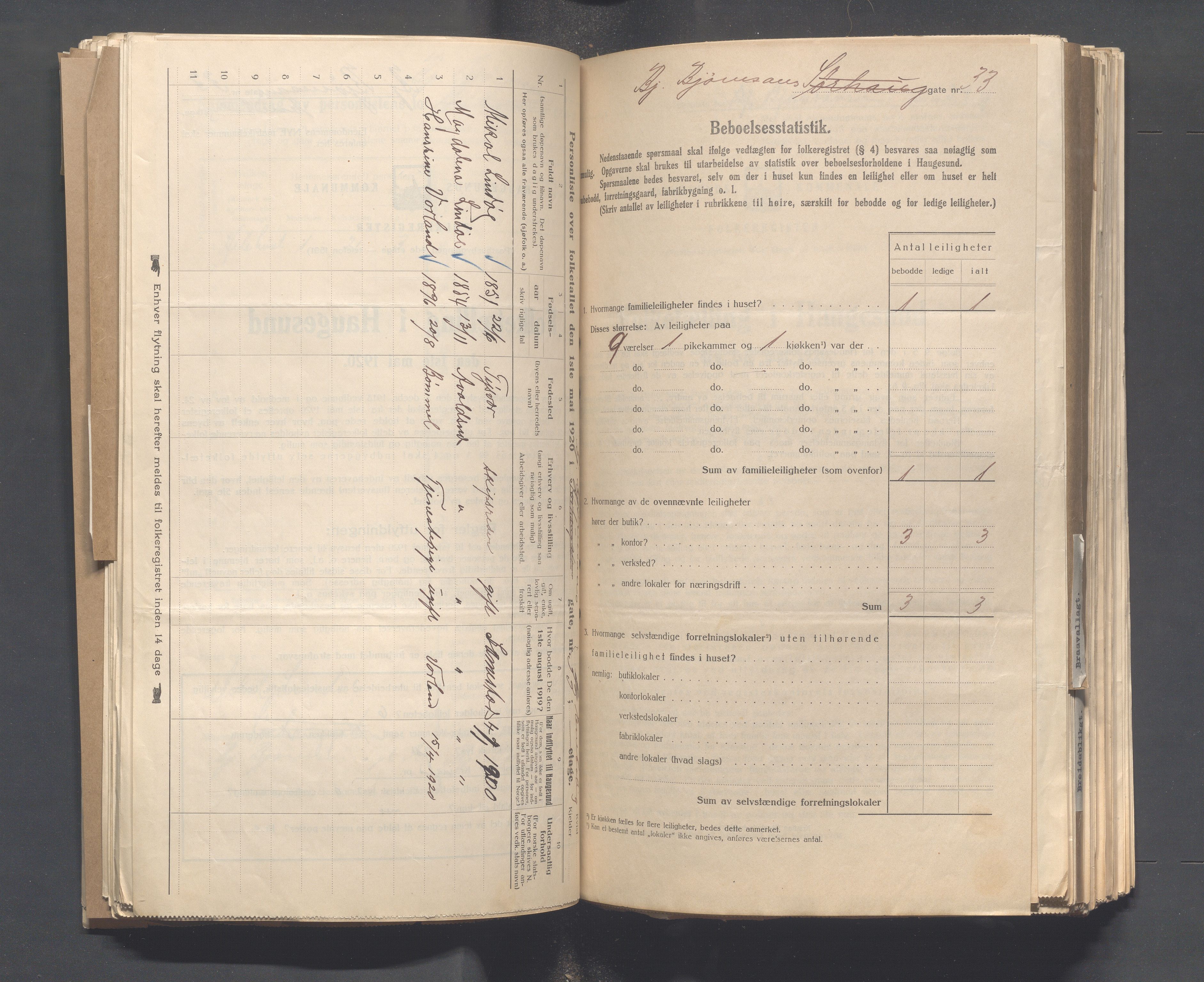 IKAR, Local census 1.5.1920 for Haugesund, 1920, p. 171