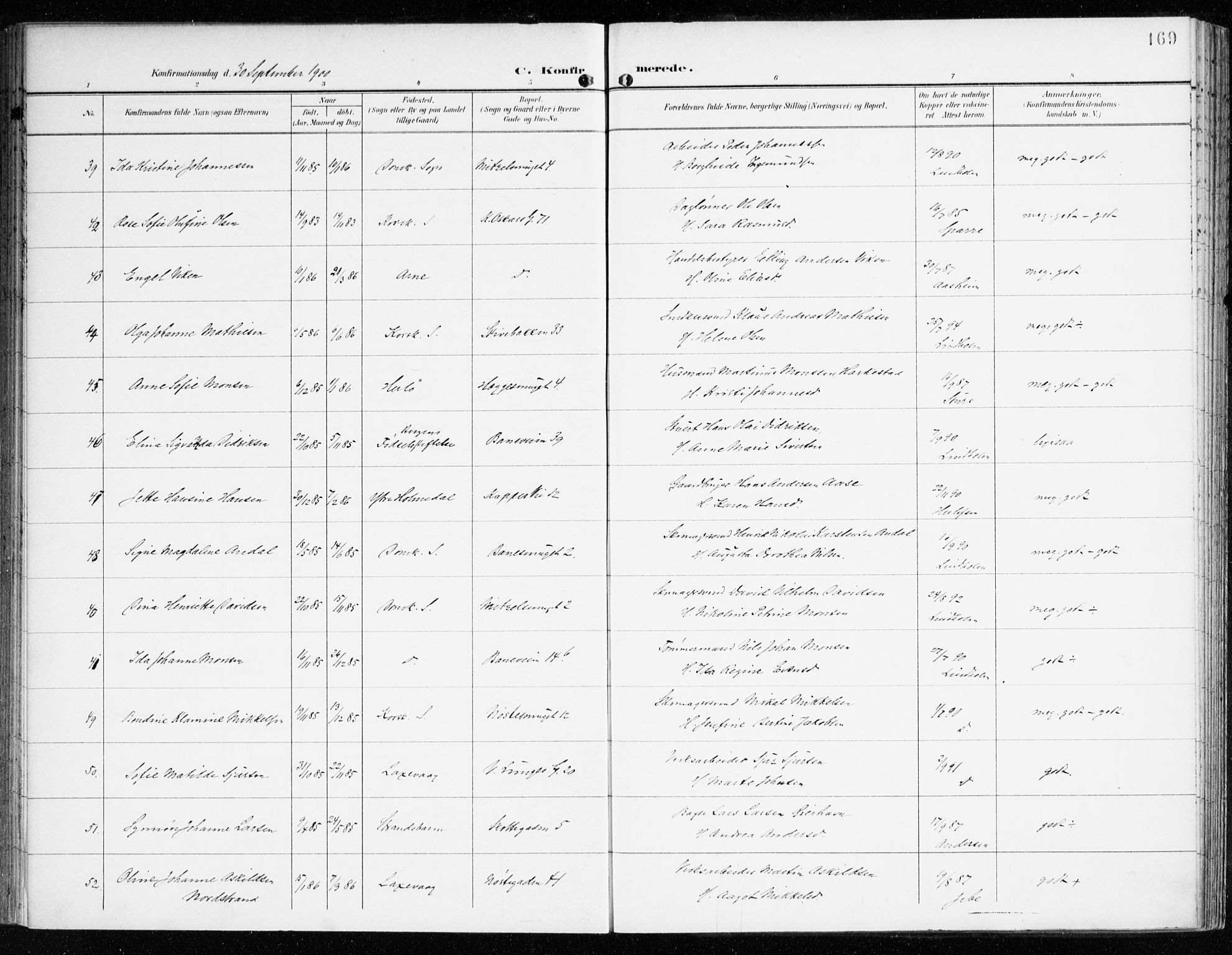 Domkirken sokneprestembete, AV/SAB-A-74801/H/Haa/L0031: Parish register (official) no. C 6, 1898-1915, p. 169