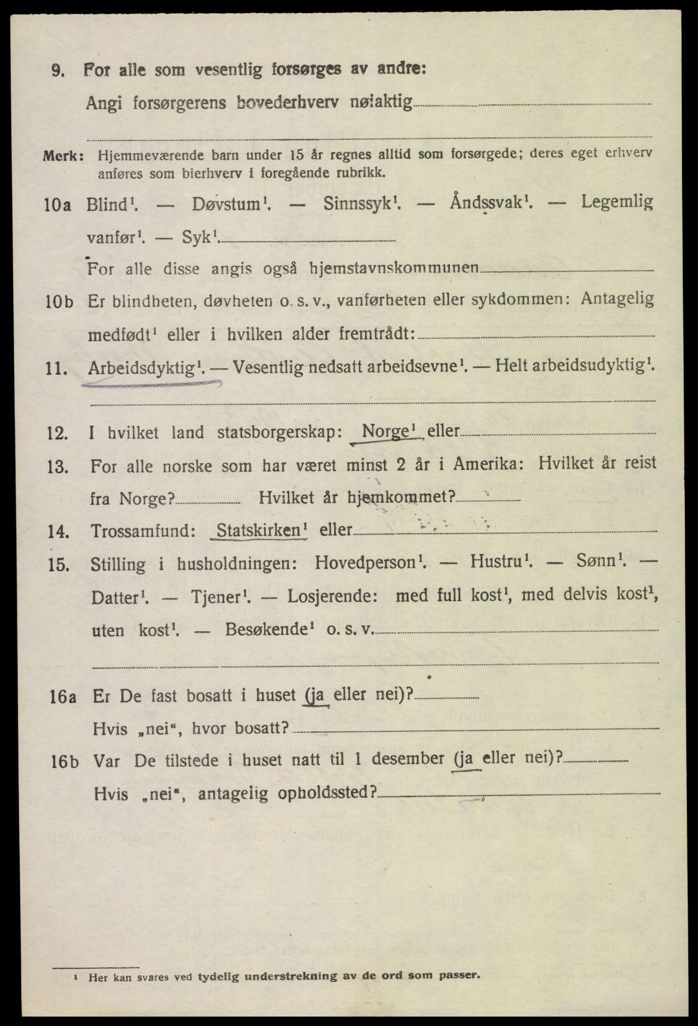 SAK, 1920 census for Oddernes, 1920, p. 6282