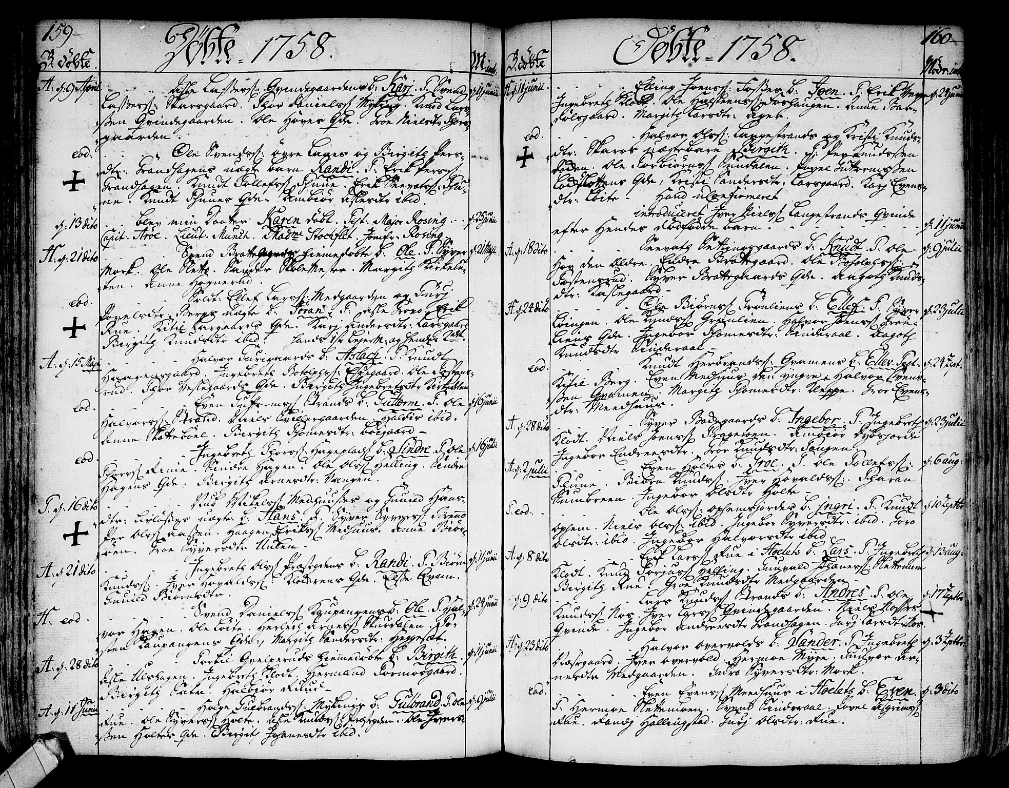 Ål kirkebøker, SAKO/A-249/F/Fa/L0001: Parish register (official) no. I 1, 1744-1769, p. 159-160