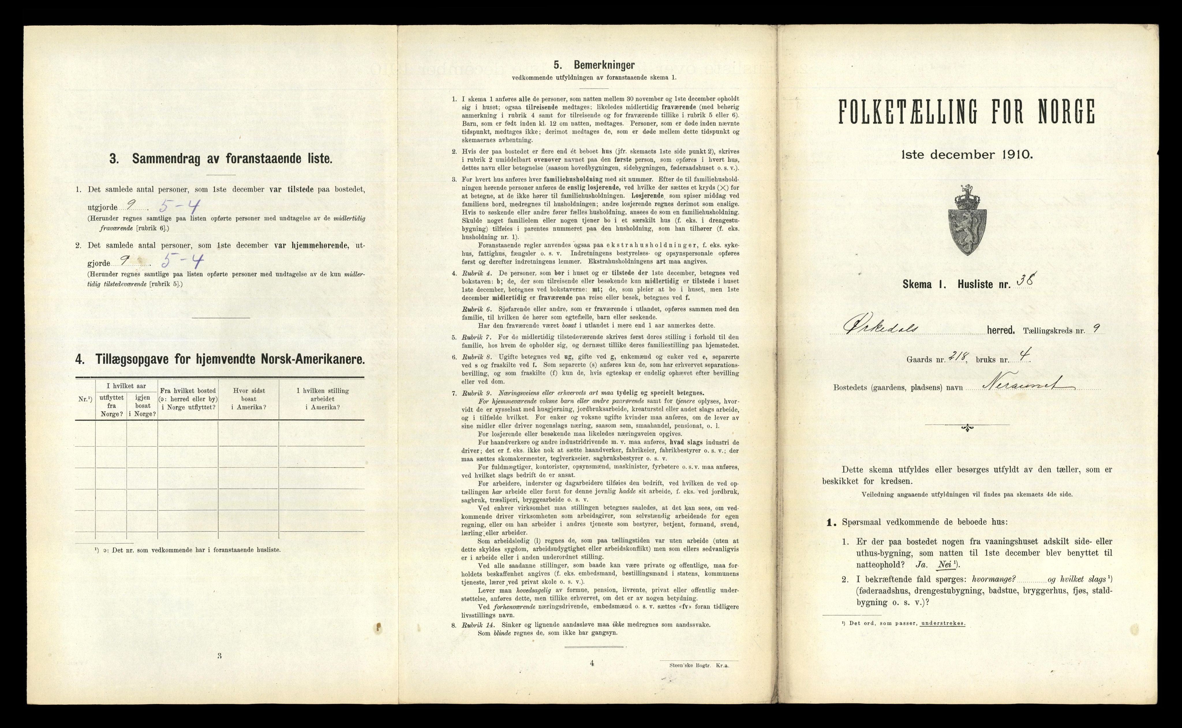 RA, 1910 census for Orkdal, 1910, p. 2007