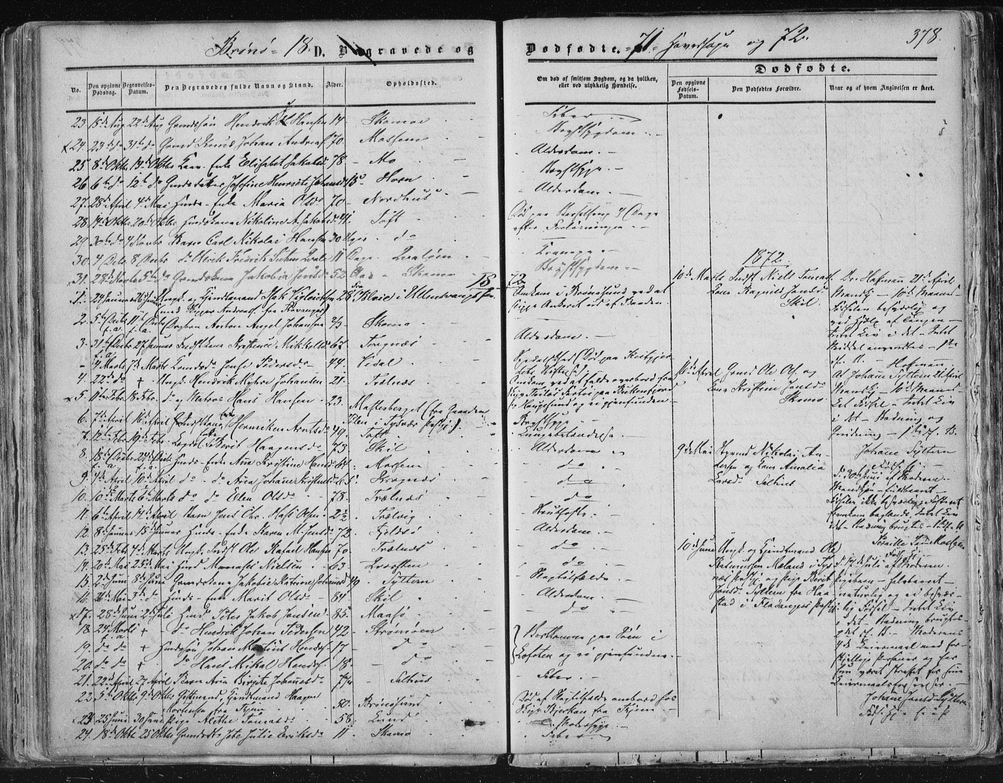 Ministerialprotokoller, klokkerbøker og fødselsregistre - Nordland, SAT/A-1459/813/L0198: Parish register (official) no. 813A08, 1834-1874, p. 378