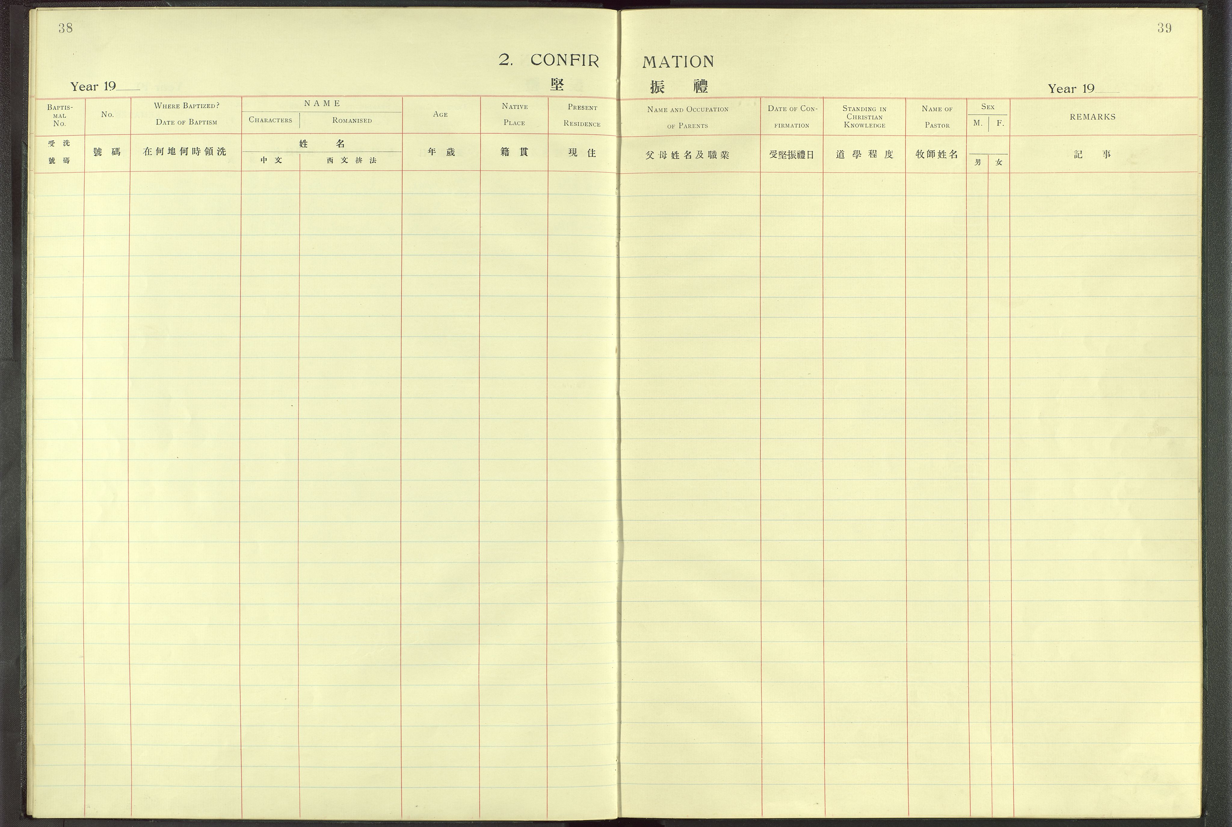 Det Norske Misjonsselskap - utland - Kina (Hunan), VID/MA-A-1065/Dm/L0004: Parish register (official) no. 49, 1913-1948, p. 38-39