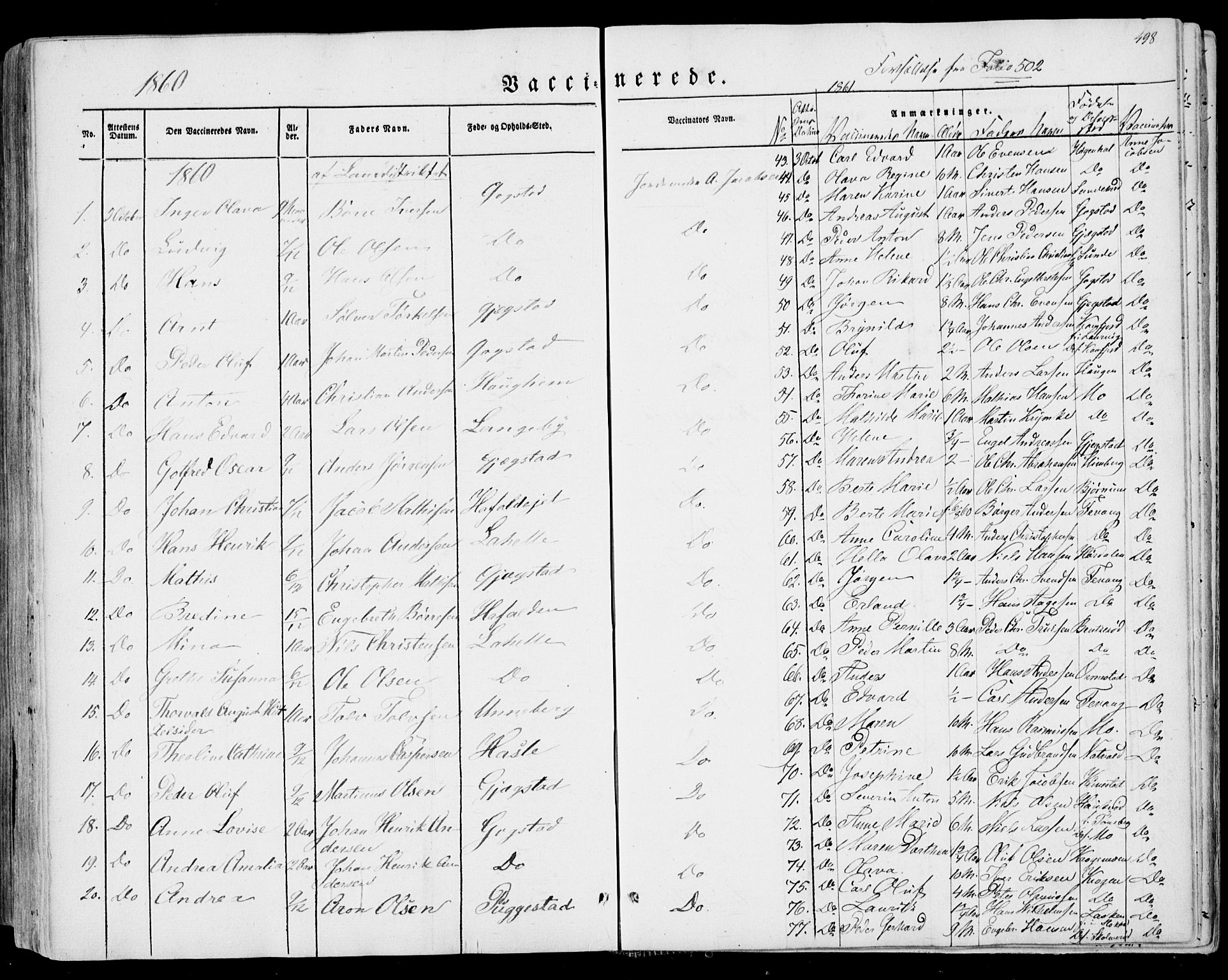 Sandar kirkebøker, SAKO/A-243/F/Fa/L0007: Parish register (official) no. 7, 1855-1861, p. 498