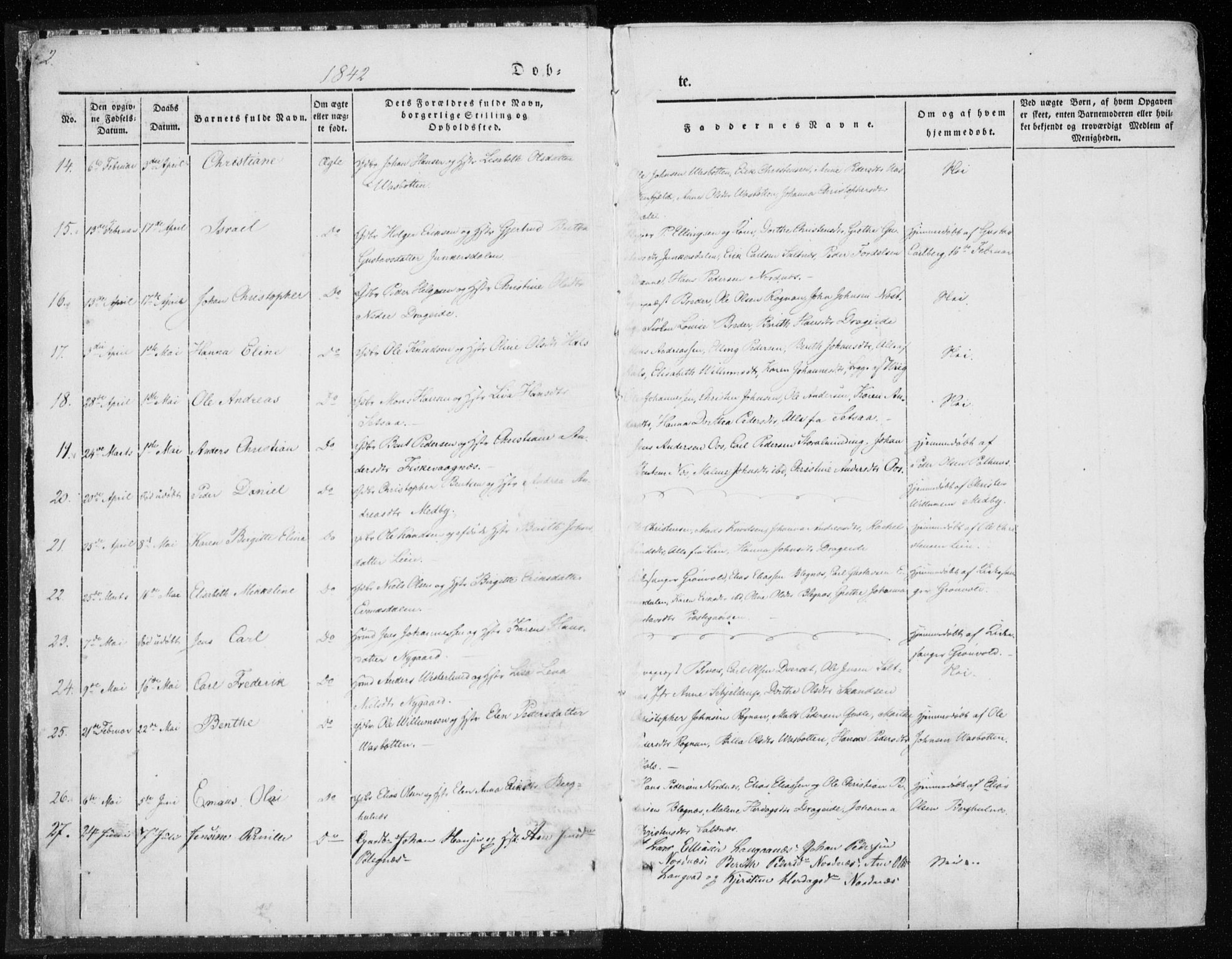 Ministerialprotokoller, klokkerbøker og fødselsregistre - Nordland, SAT/A-1459/847/L0666: Parish register (official) no. 847A06, 1842-1871, p. 2