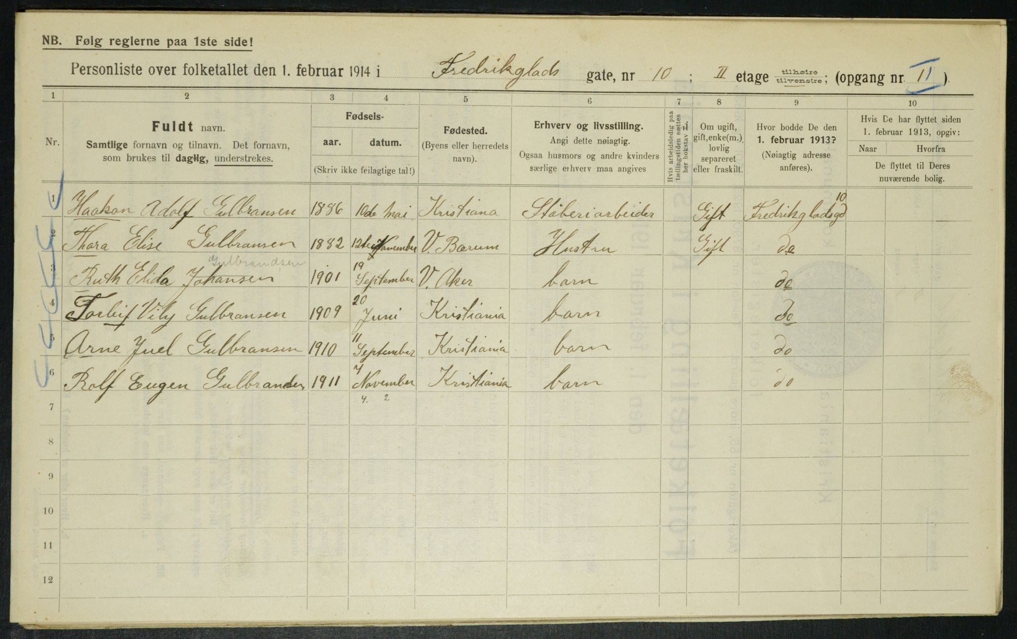 OBA, Municipal Census 1914 for Kristiania, 1914, p. 26685