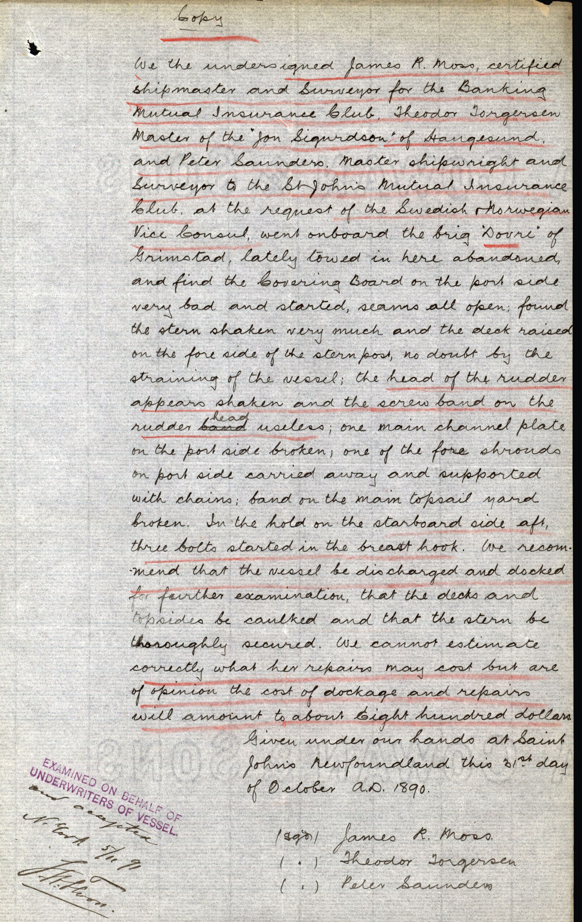 Pa 63 - Østlandske skibsassuranceforening, VEMU/A-1079/G/Ga/L0026/0002: Havaridokumenter / Dovre, Dictator, Ella, Elizabeth Morton, 1890, p. 106