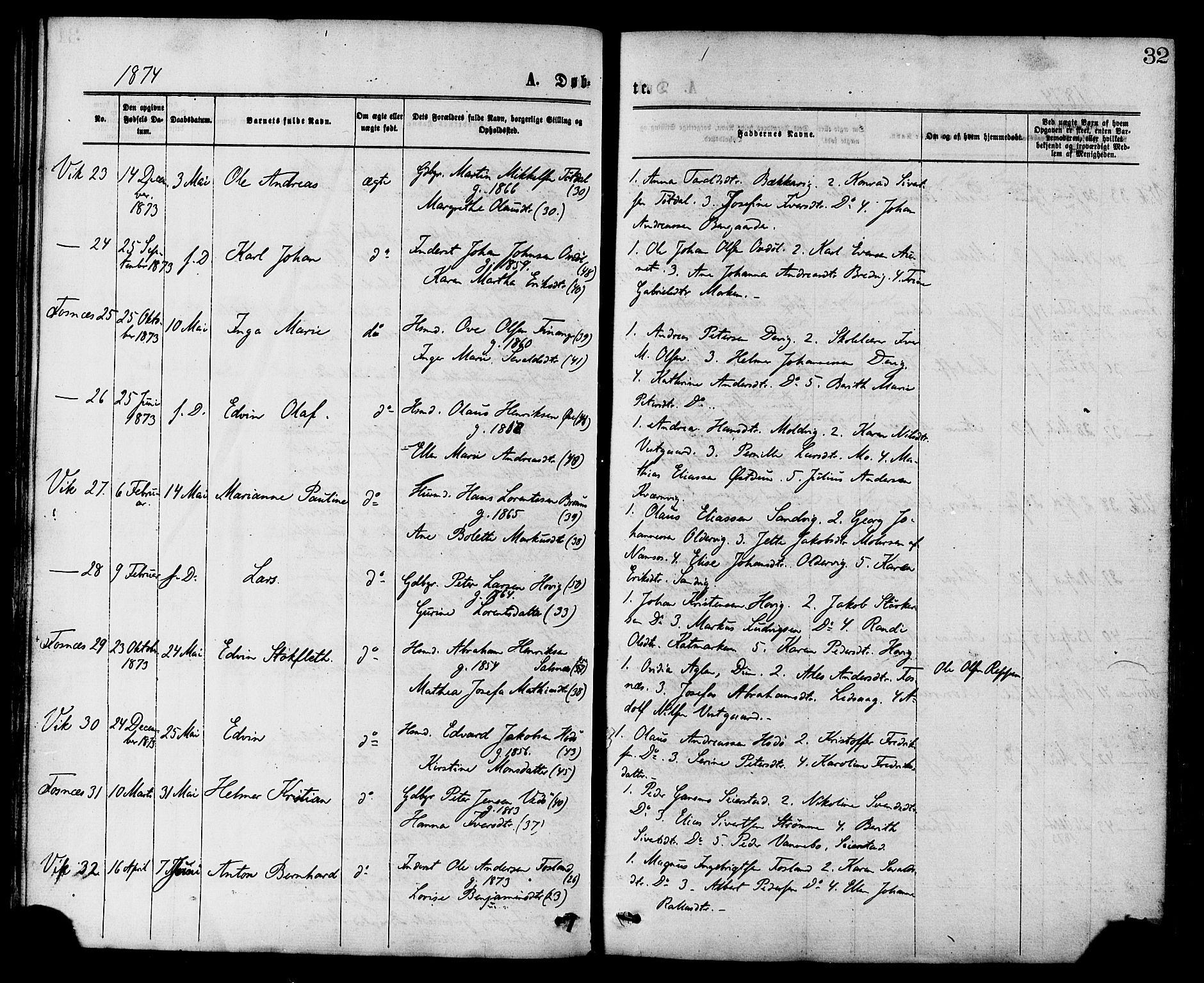 Ministerialprotokoller, klokkerbøker og fødselsregistre - Nord-Trøndelag, AV/SAT-A-1458/773/L0616: Parish register (official) no. 773A07, 1870-1887, p. 32