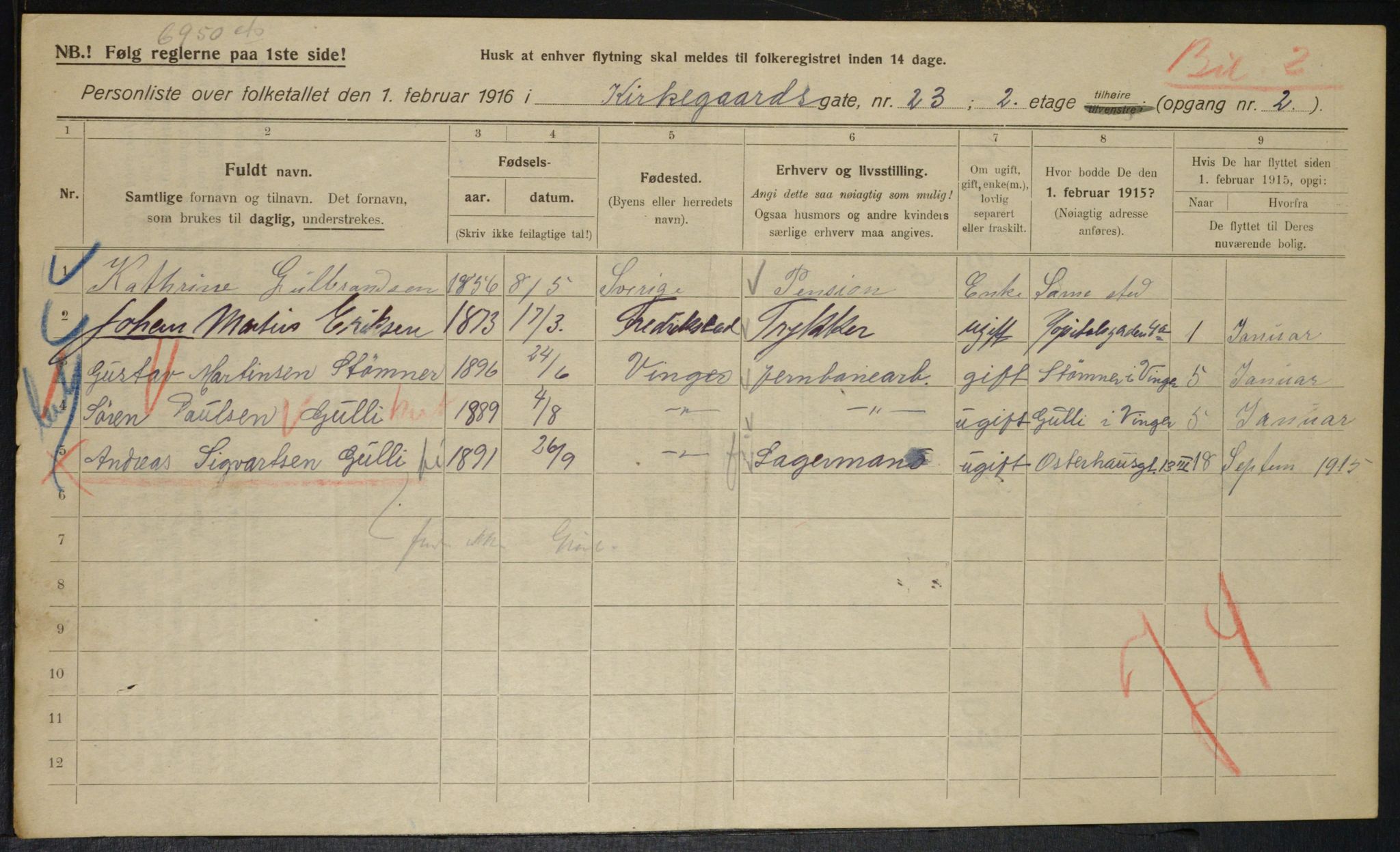 OBA, Municipal Census 1916 for Kristiania, 1916, p. 51932