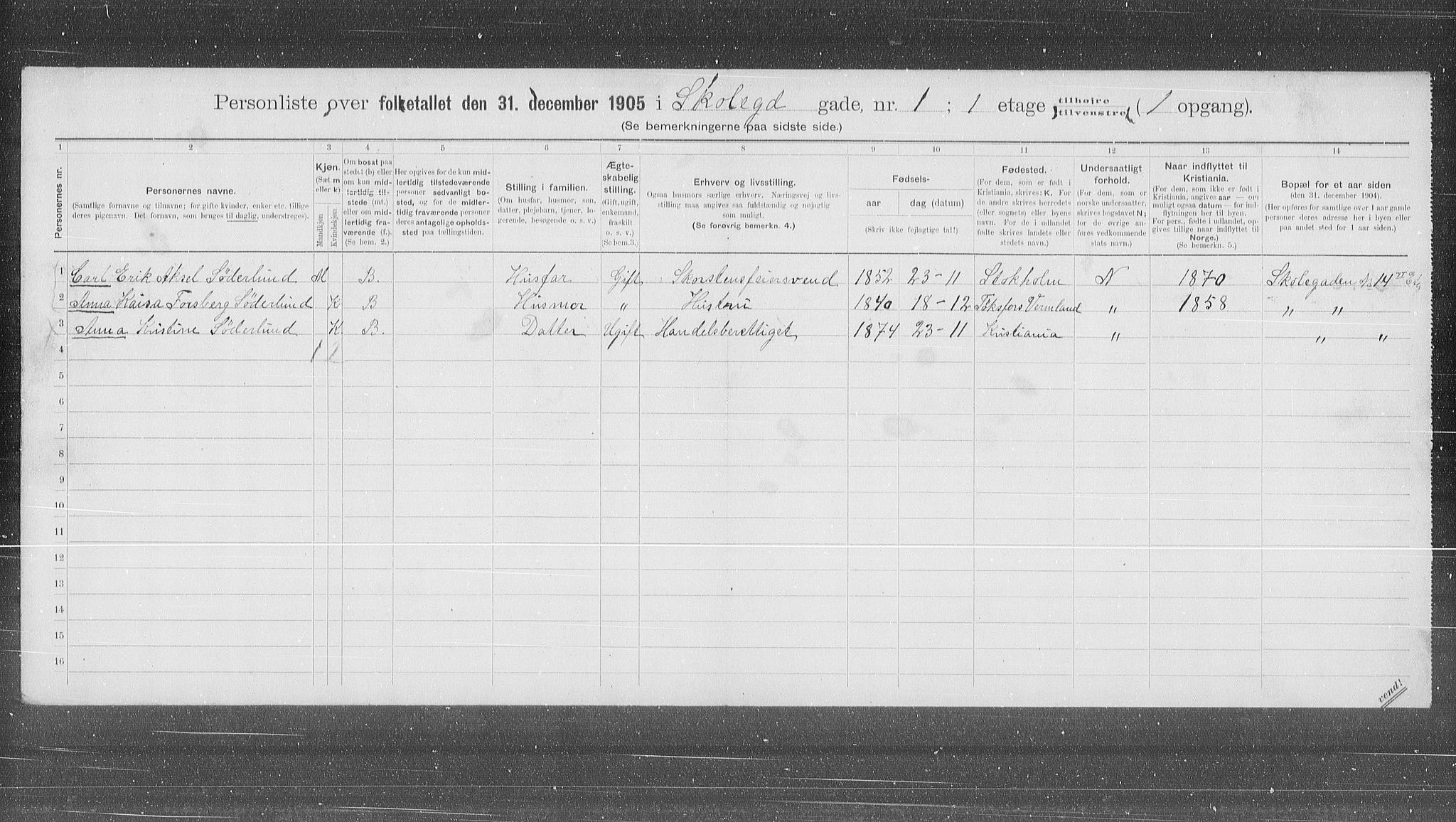 OBA, Municipal Census 1905 for Kristiania, 1905, p. 49899