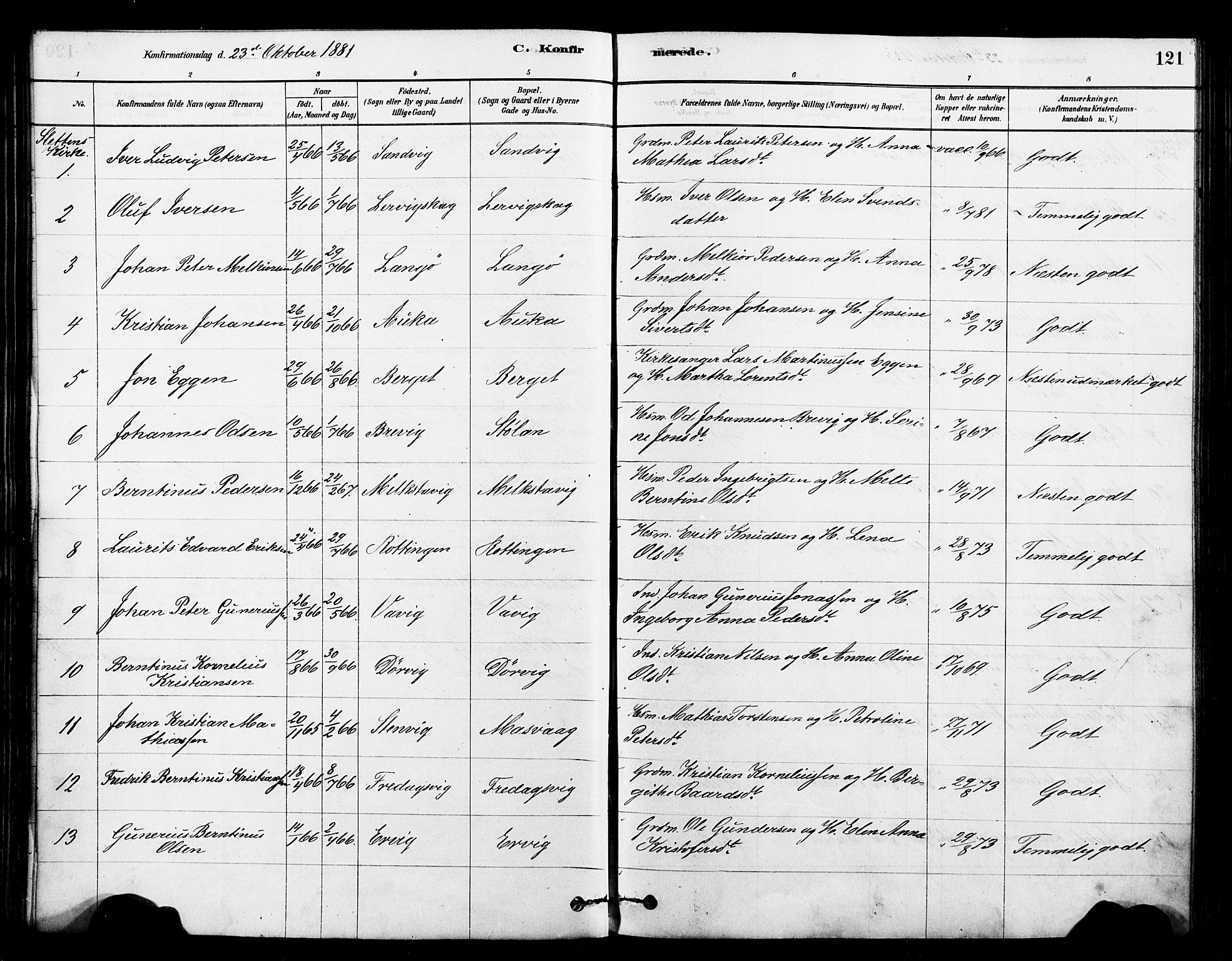 Ministerialprotokoller, klokkerbøker og fødselsregistre - Sør-Trøndelag, SAT/A-1456/640/L0578: Parish register (official) no. 640A03, 1879-1889, p. 121
