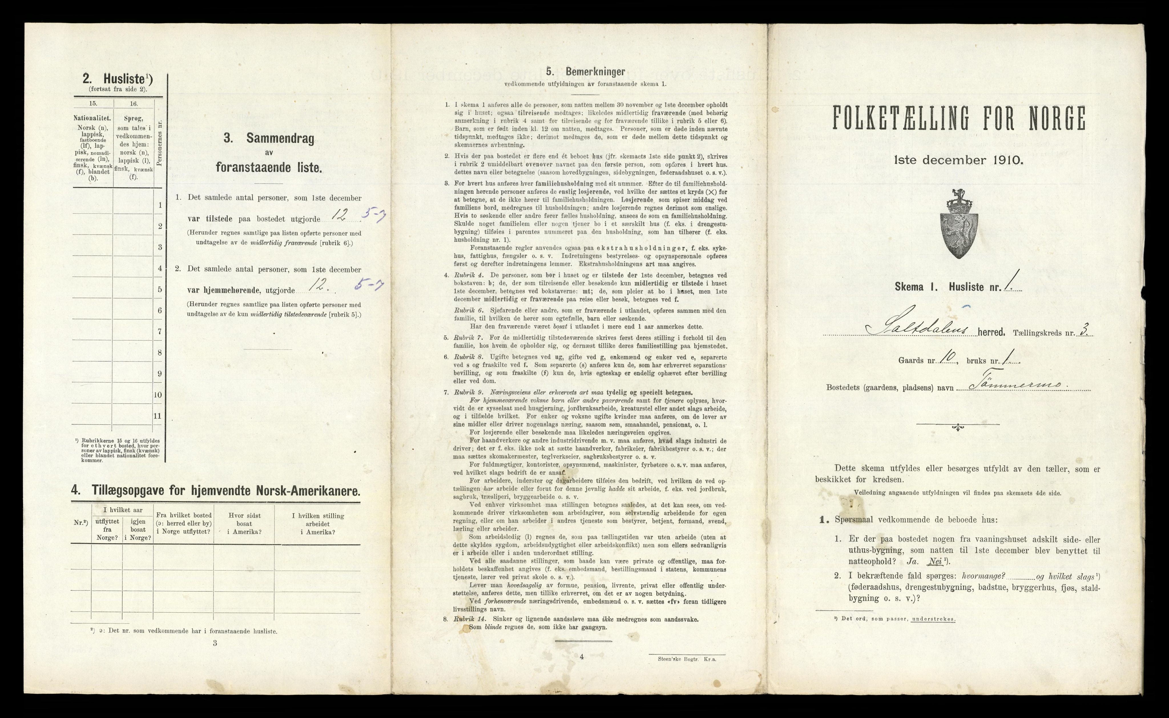 RA, 1910 census for Saltdal, 1910, p. 469