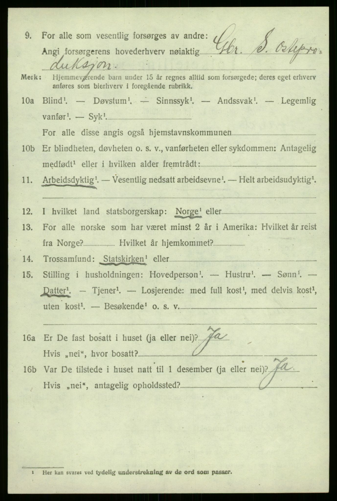 SAB, 1920 census for Årdal, 1920, p. 2784