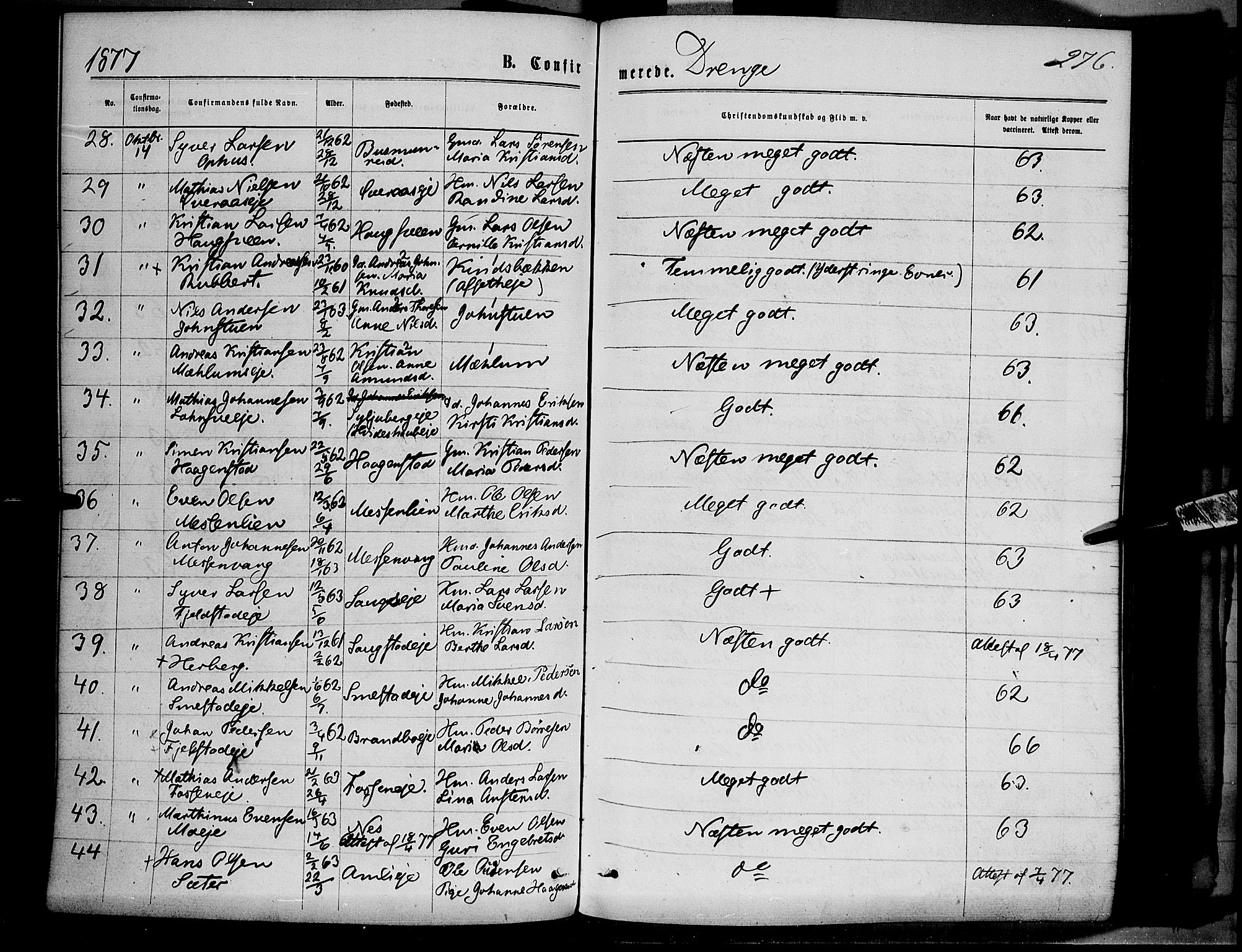 Ringsaker prestekontor, AV/SAH-PREST-014/K/Ka/L0011: Parish register (official) no. 11, 1870-1878, p. 276