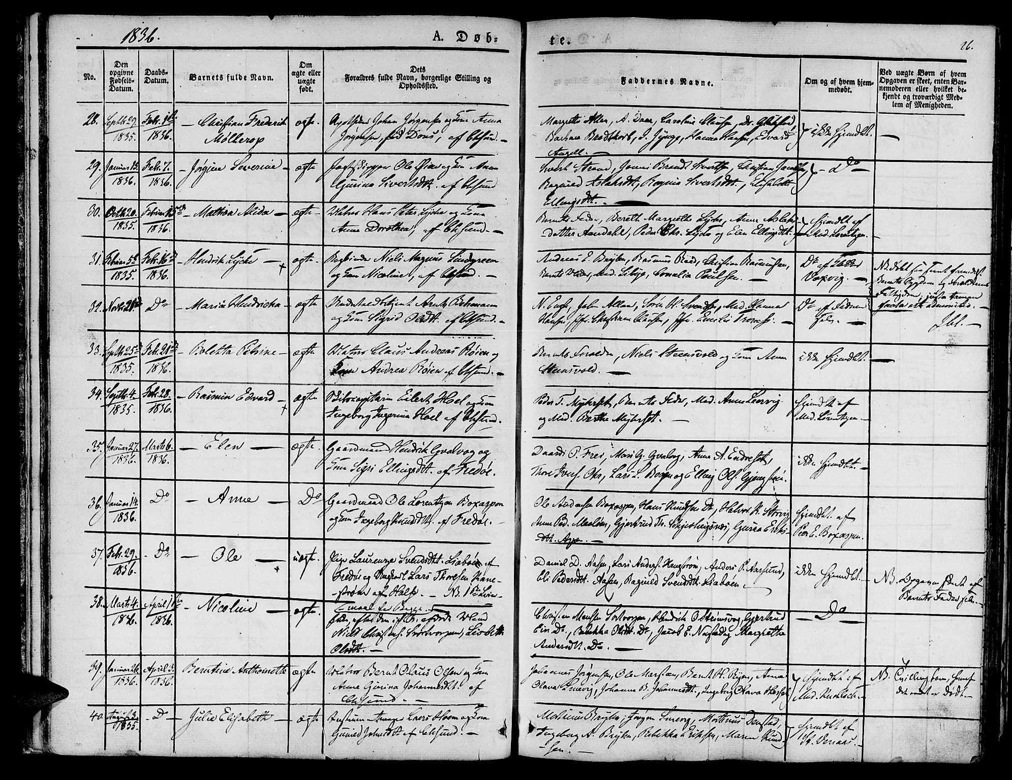 Ministerialprotokoller, klokkerbøker og fødselsregistre - Møre og Romsdal, AV/SAT-A-1454/572/L0843: Parish register (official) no. 572A06, 1832-1842, p. 26