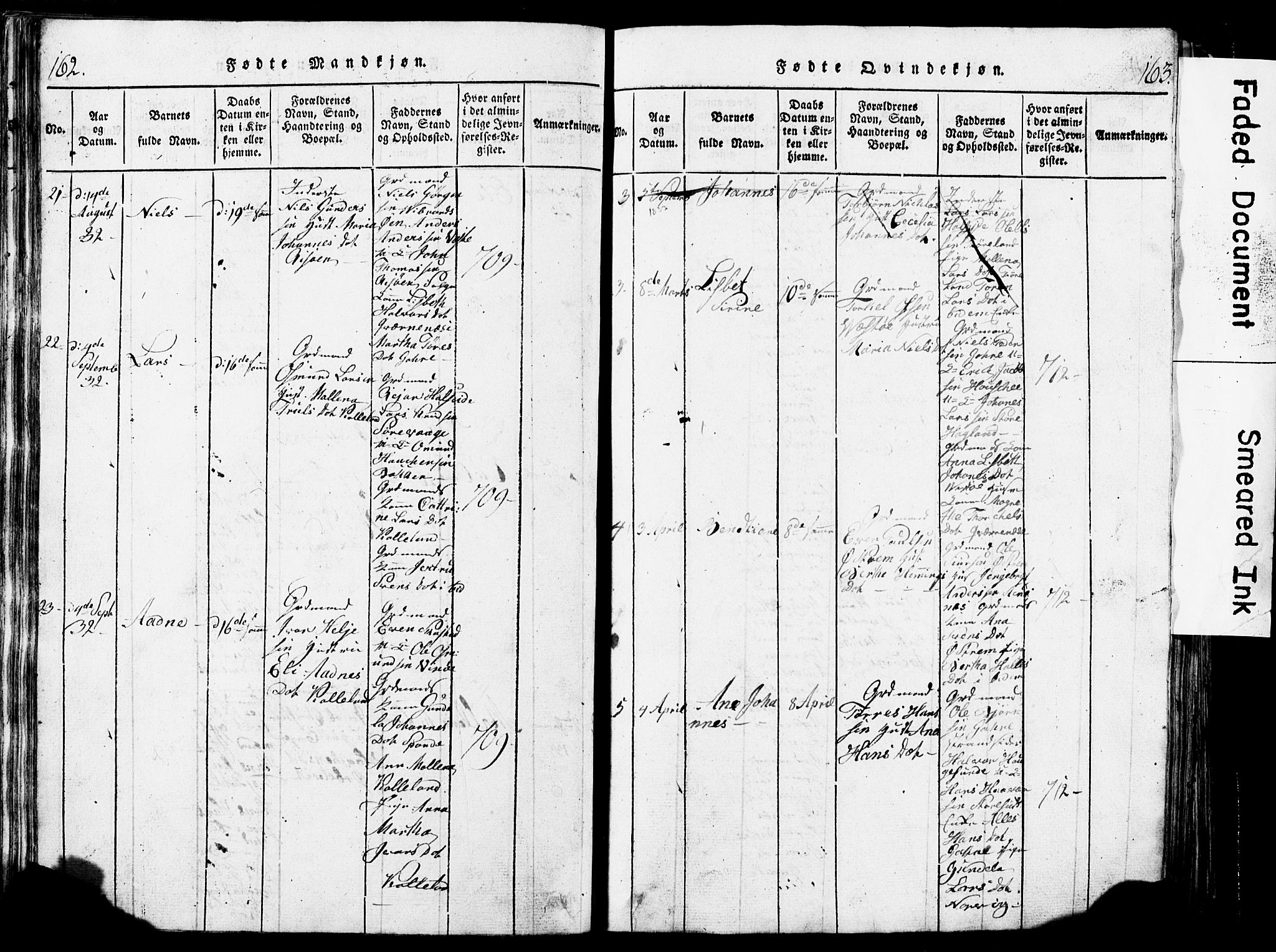 Torvastad sokneprestkontor, AV/SAST-A -101857/H/Ha/Hab/L0002: Parish register (copy) no. B 2, 1817-1834, p. 162-163