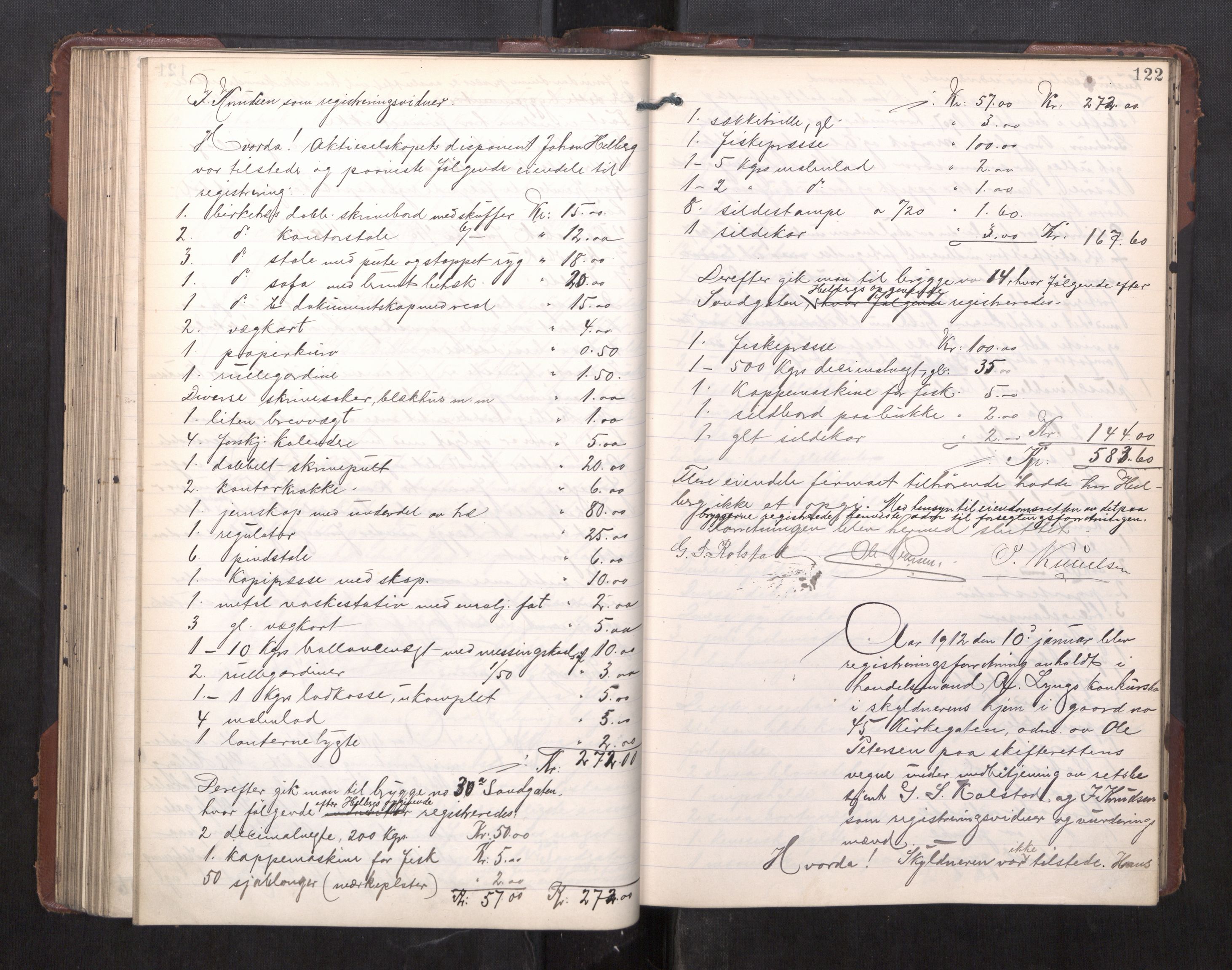 Trondheim byfogd, AV/SAT-A-0003/1/3/3C/L0030: Skifteregistreringsprotokoll - 29/8-26/9. (u/ register), 1910-1913, p. 122