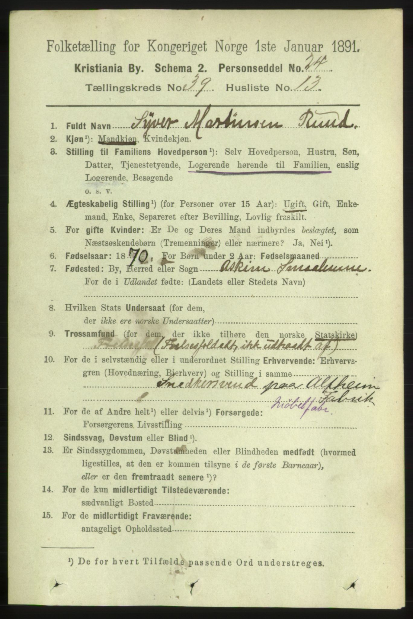 RA, 1891 census for 0301 Kristiania, 1891, p. 22272