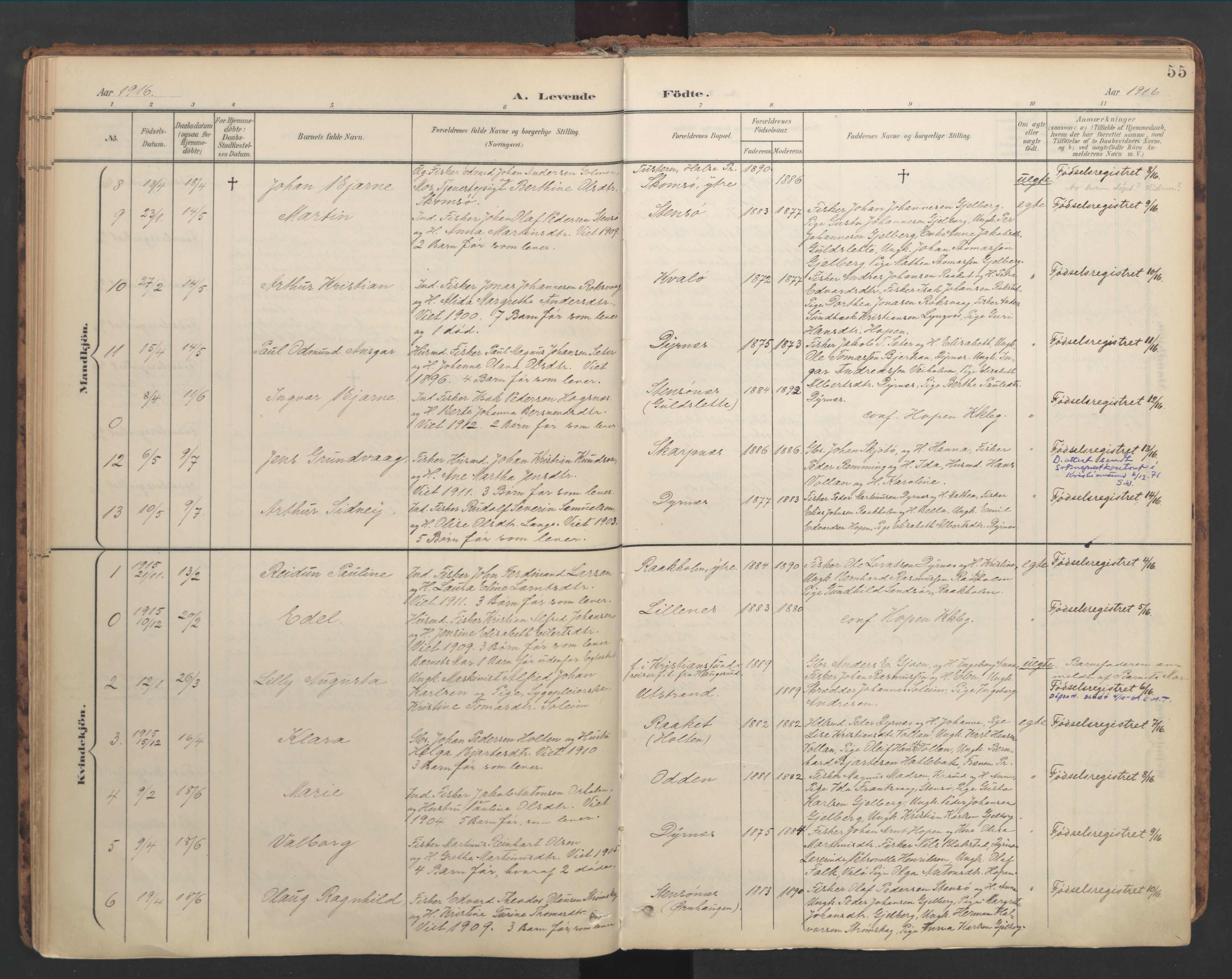Ministerialprotokoller, klokkerbøker og fødselsregistre - Møre og Romsdal, SAT/A-1454/582/L0948: Parish register (official) no. 582A02, 1901-1922, p. 55