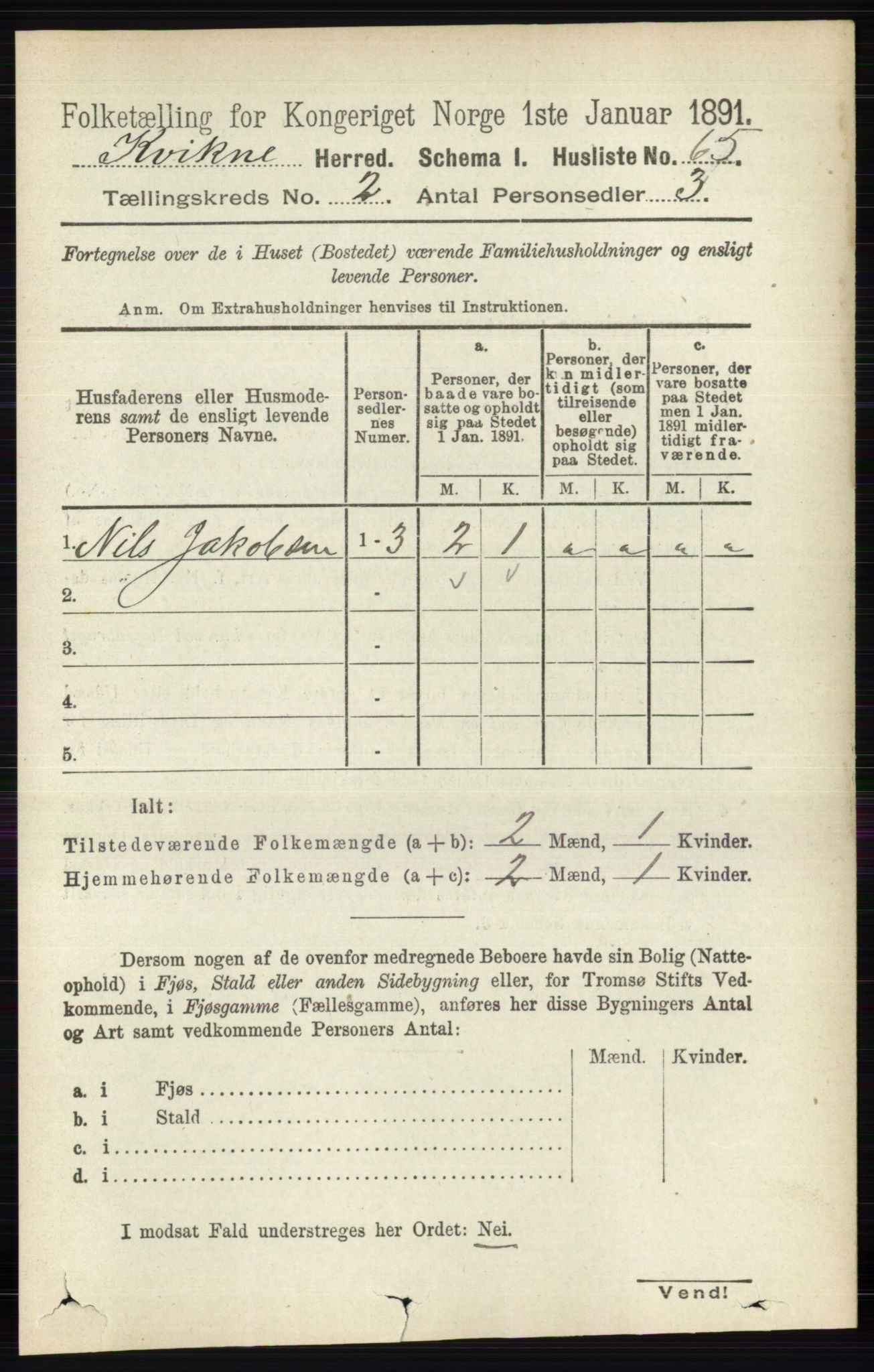 RA, 1891 census for 0440 Kvikne, 1891, p. 294