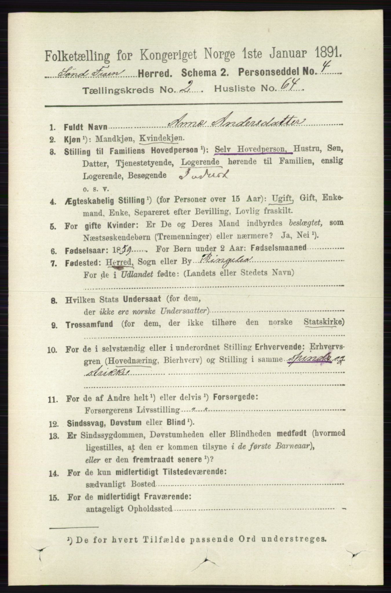 RA, 1891 census for 0519 Sør-Fron, 1891, p. 907