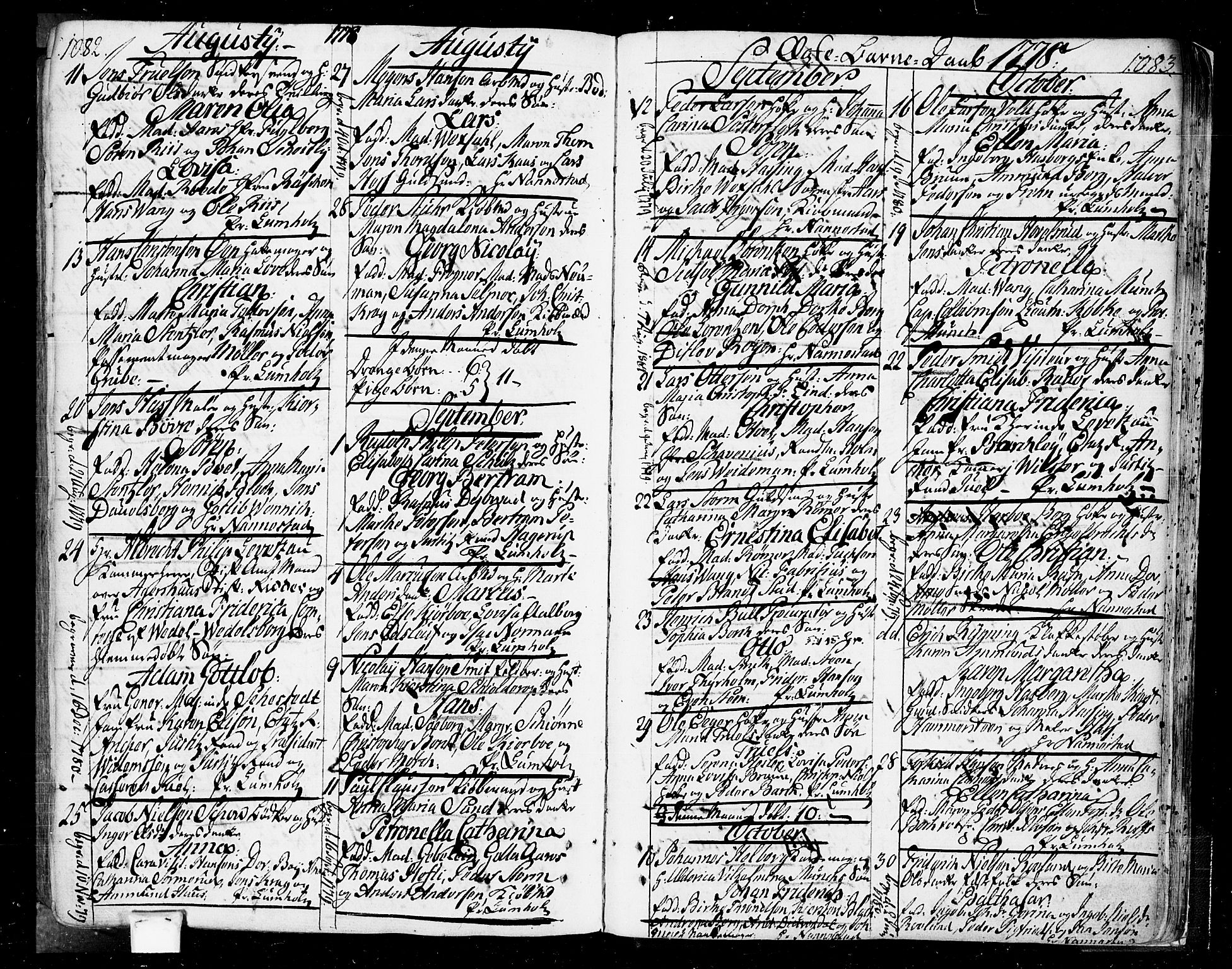 Oslo domkirke Kirkebøker, SAO/A-10752/F/Fa/L0004: Parish register (official) no. 4, 1743-1786, p. 1082-1083