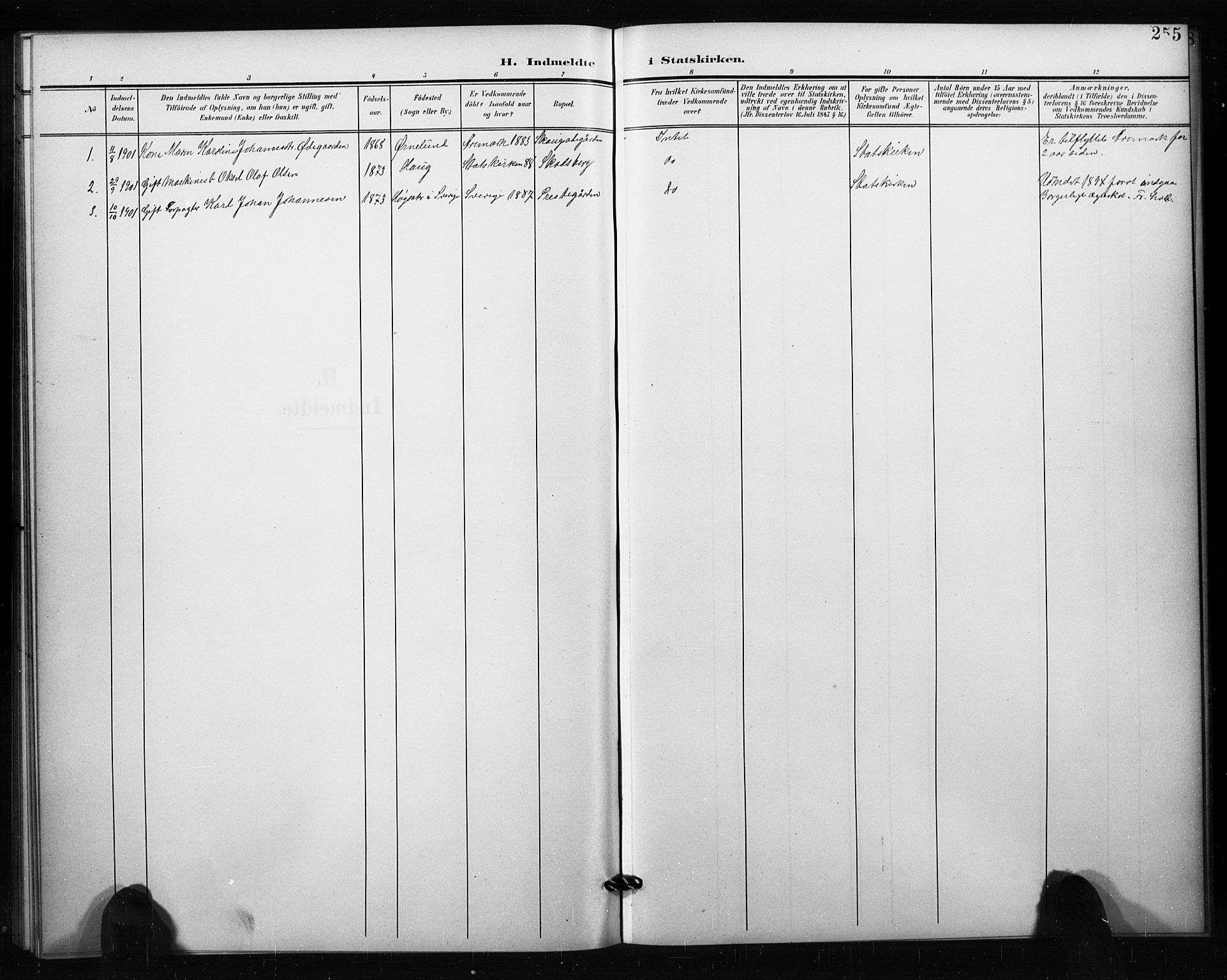 Aremark prestekontor Kirkebøker, SAO/A-10899/G/Ga/L0002: Parish register (copy) no. I 2, 1901-1928, p. 255