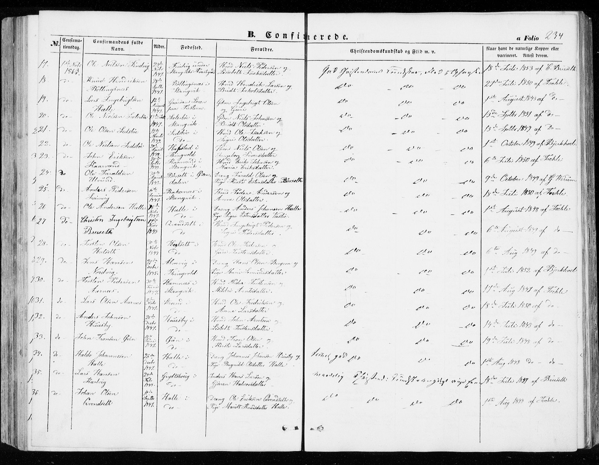 Ministerialprotokoller, klokkerbøker og fødselsregistre - Møre og Romsdal, AV/SAT-A-1454/592/L1026: Parish register (official) no. 592A04, 1849-1867, p. 234