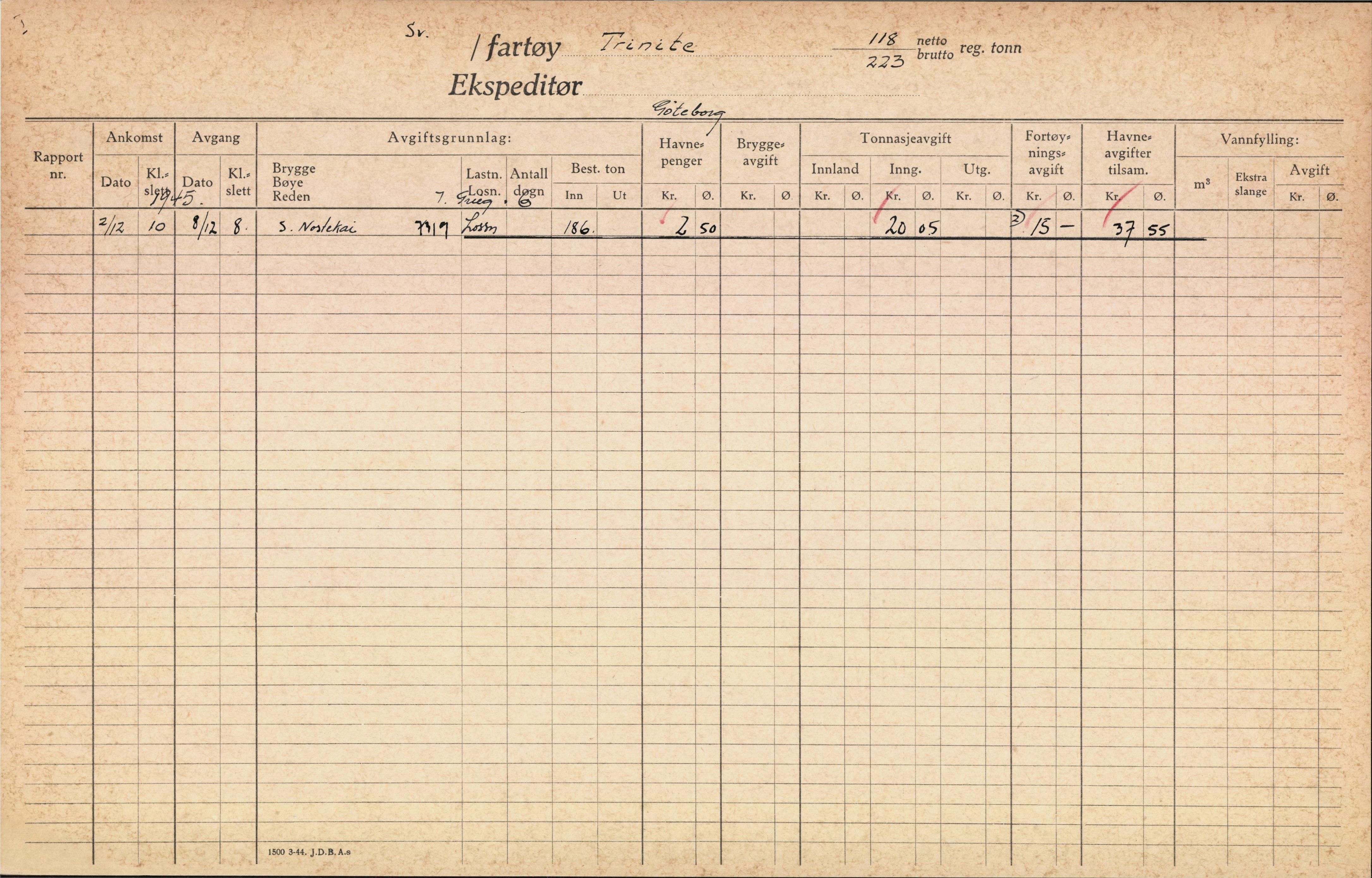 Bergen kommune. Havnekontor/havnefogd, BBA/A-0742/H/Ha/Hac/L0059: Skipsregister Trinidad-Ulrika, 1941-1975